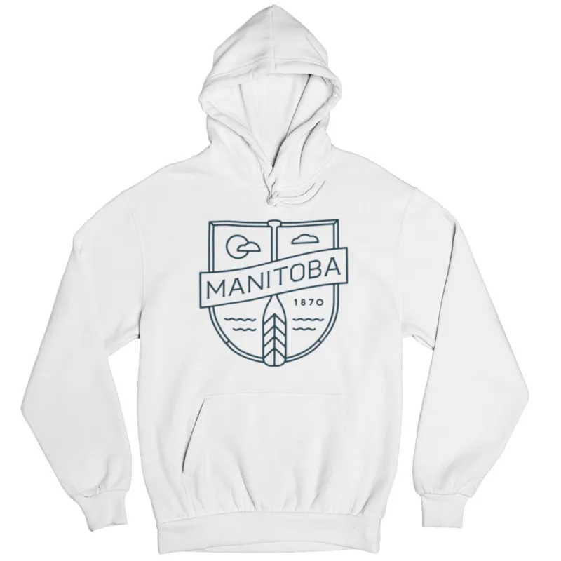 MB Cottage Hoodie | Navy on White sold by We Heart Winnipeg