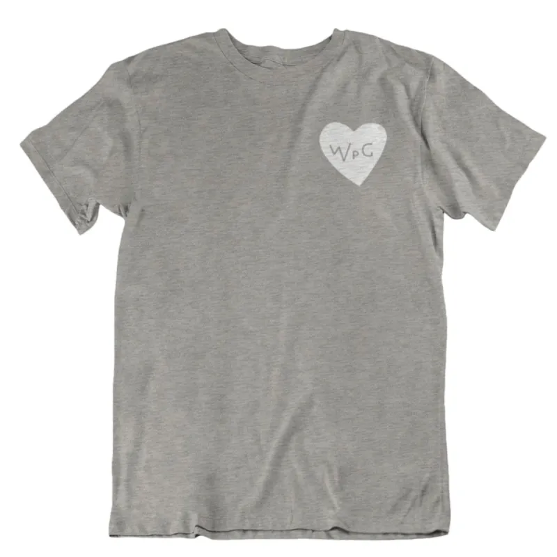 WPG Heart Tee | White on Athletic Grey sold by We Heart Winnipeg