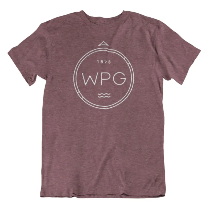 WPG Compass Tee | White on Heather Maroon sold by We Heart Winnipeg