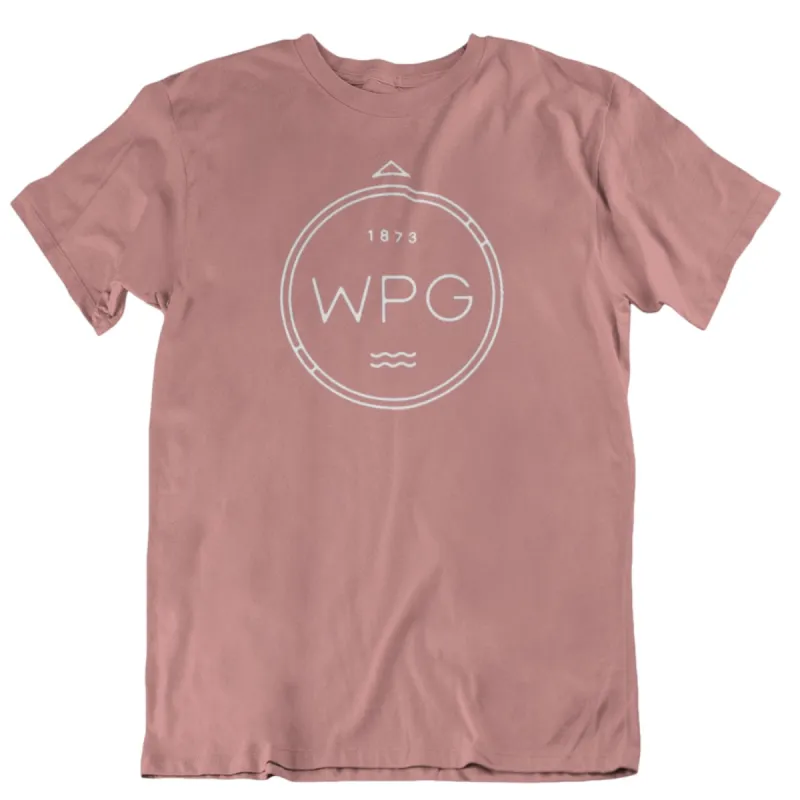 WPG Compass Tee | White on Mauve sold by We Heart Winnipeg