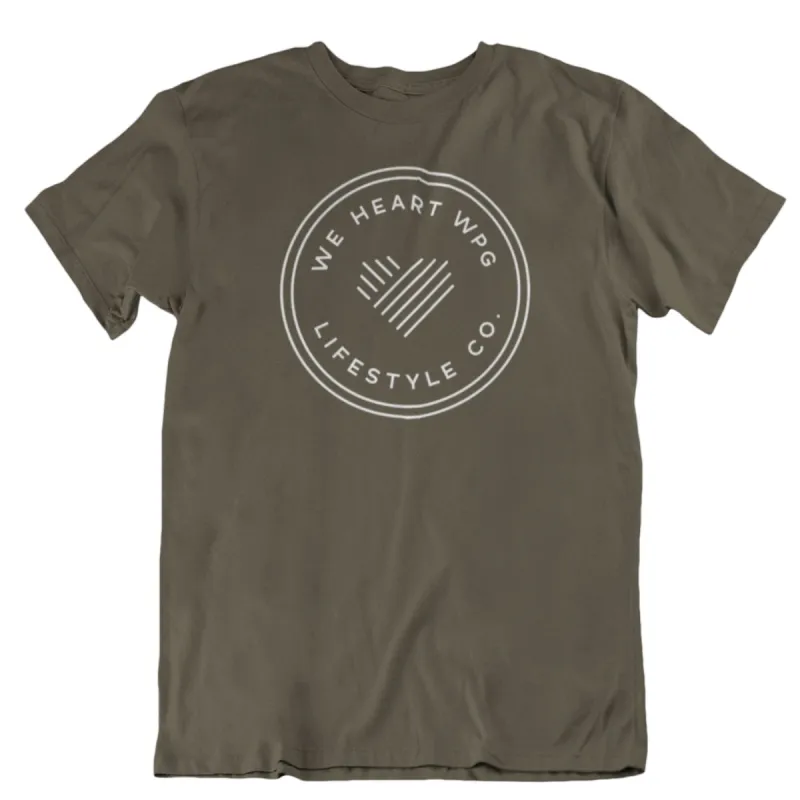 WHW Lifestyle Tee | White on Military Green sold by We Heart Winnipeg