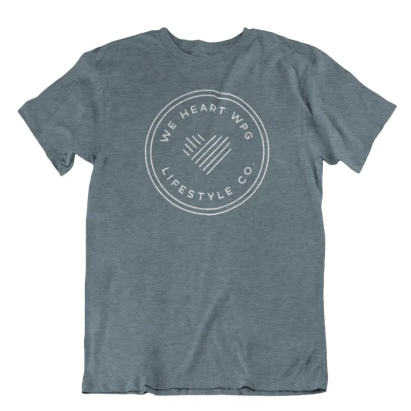 WHW Lifestyle Tee | White on Heather Slate sold by We Heart Winnipeg