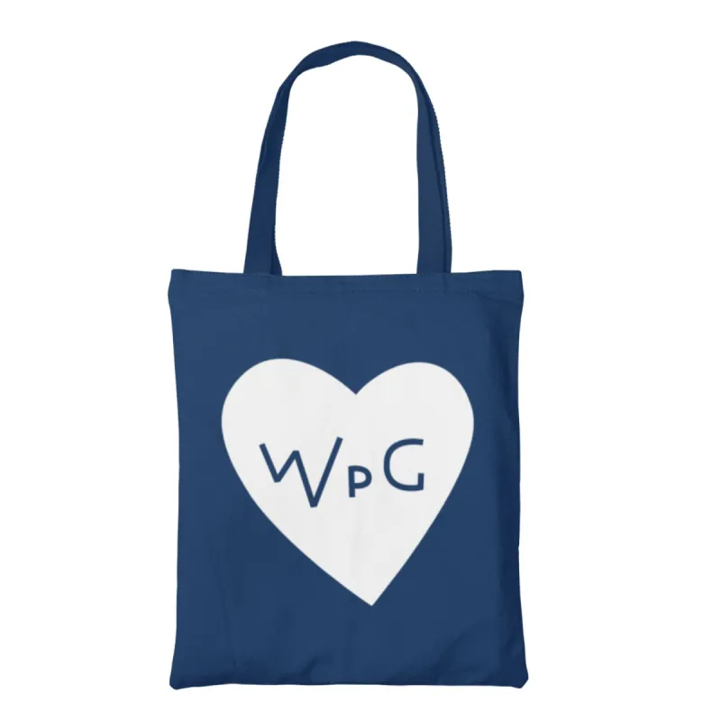 WPG Heart Tote | White on Navy sold by We Heart Winnipeg