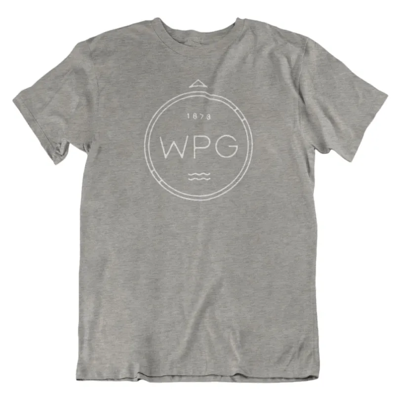 WPG Compass Tee | White on Athletic Grey sold by We Heart Winnipeg