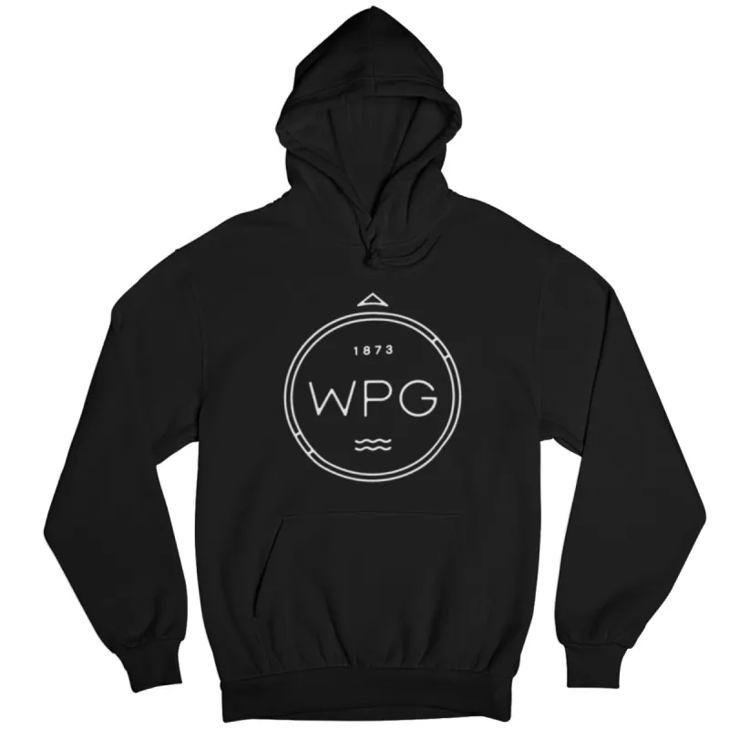 WPG Compass Hoodie | White on Black sold by We Heart Winnipeg