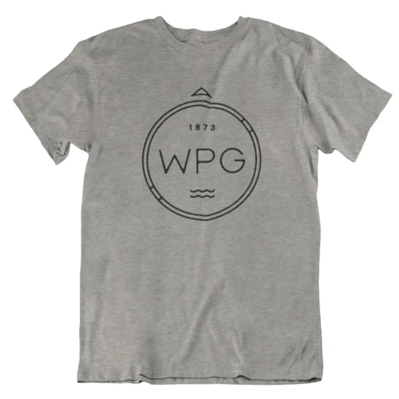 WPG Compass Tee | Black on Athletic Grey sold by We Heart Winnipeg