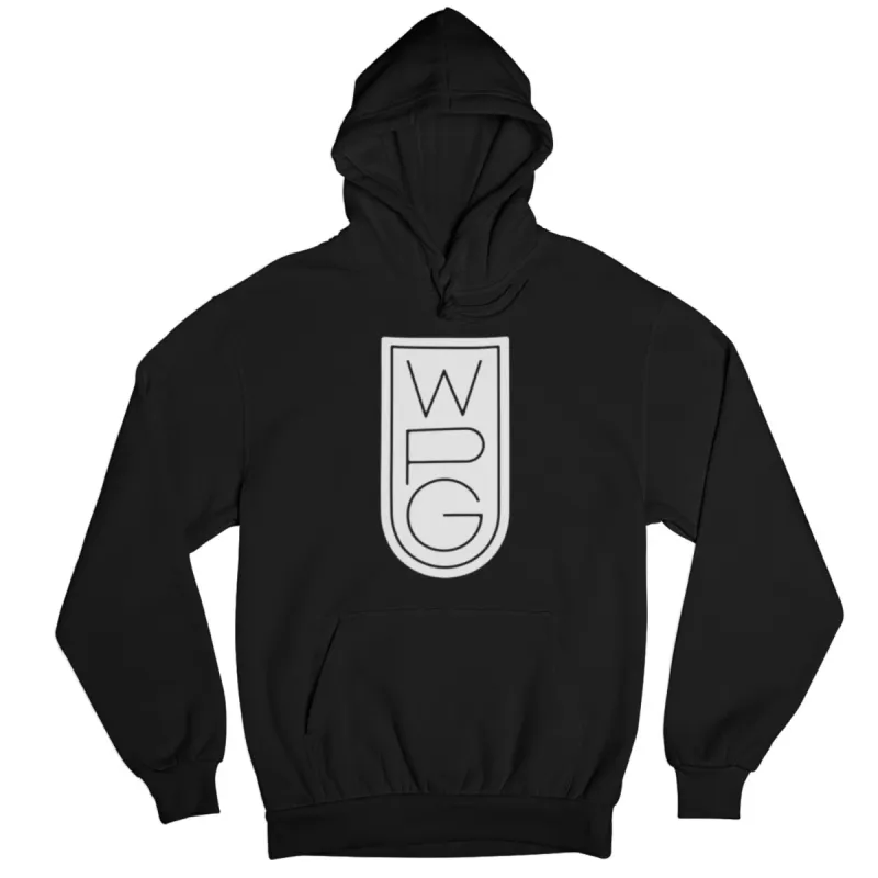WPG Crest Hoodie | White on Black sold by We Heart Winnipeg