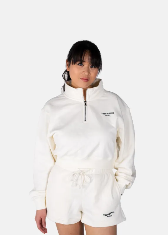Balanced Quarter-Zip Sweater Cream White sold by Vitae Apparel