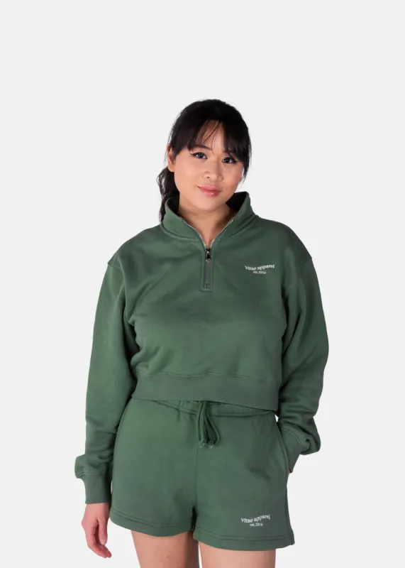 Balanced Quarter-Zip Sweater Pine Green sold by Vitae Apparel