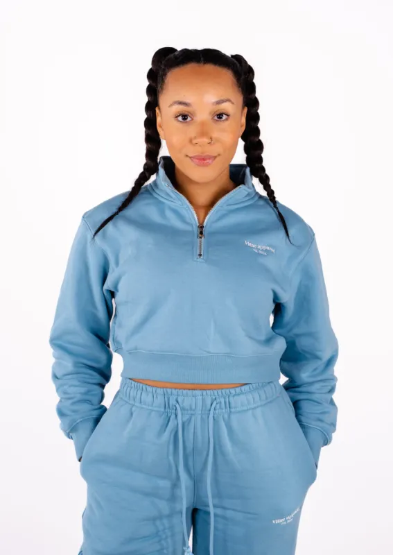 Balanced Quarter-Zip Sweater Cakepop Blue sold by Vitae Apparel