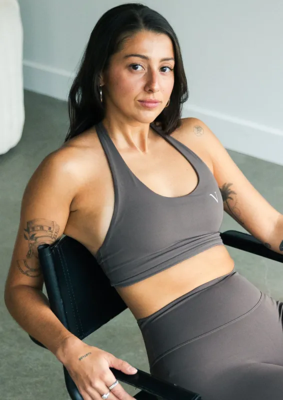 SculptLite Halter Sports Top Dark Chai made by Vitae Apparel
