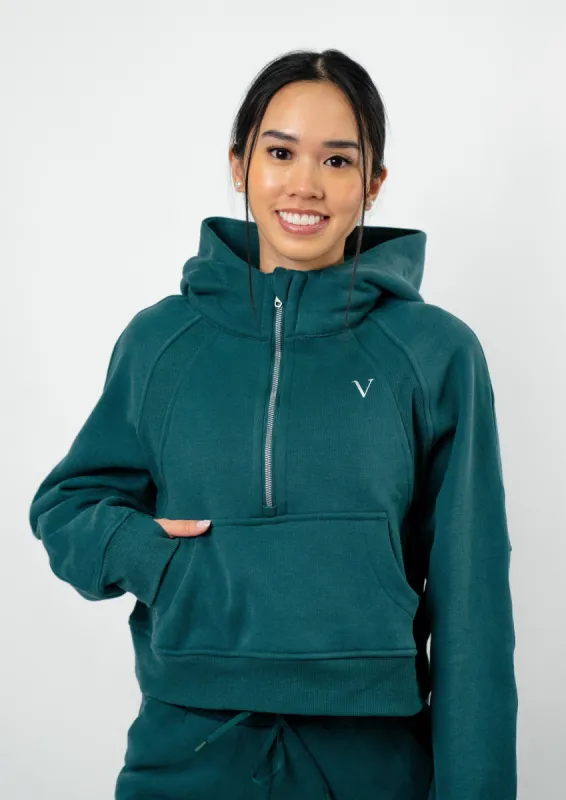 Warm-up Quarter-Zip Hoodie Jade Green sold by Vitae Apparel