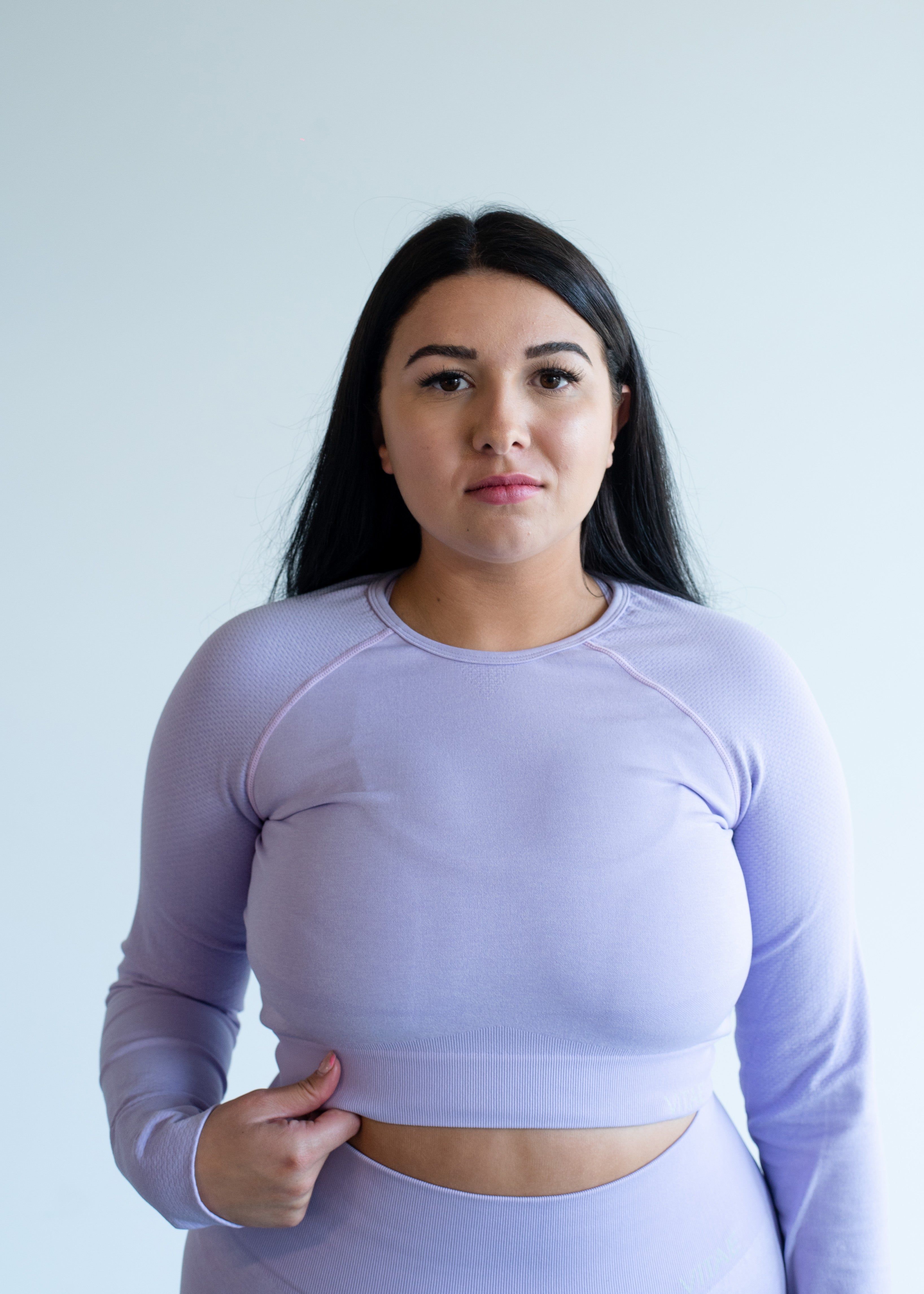 Elevate Long Sleeve Crop Top Acai Purple sold by Vitae Apparel