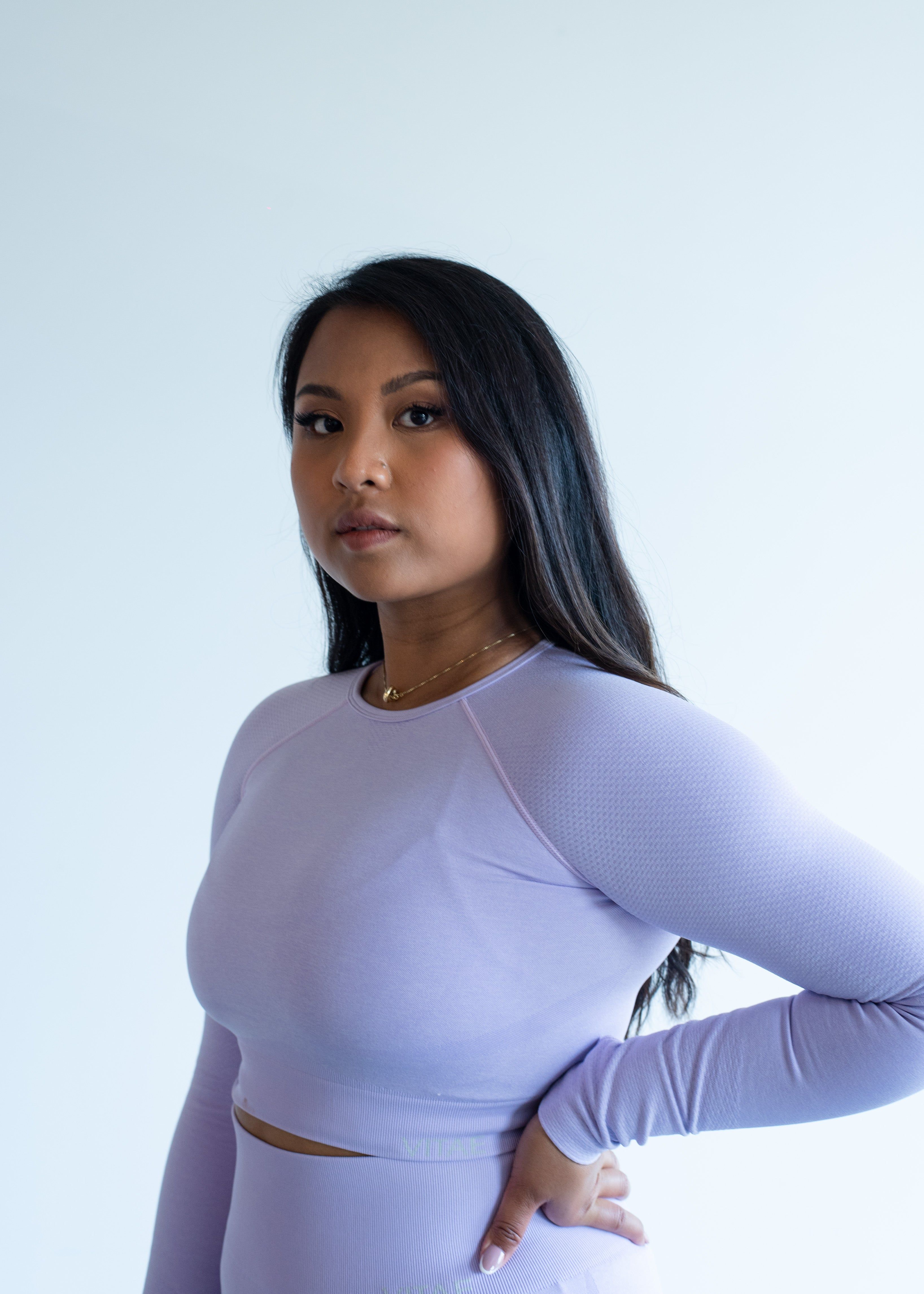 Elevate Long Sleeve Crop Top Acai Purple sold by Vitae Apparel product image thumbnail 28