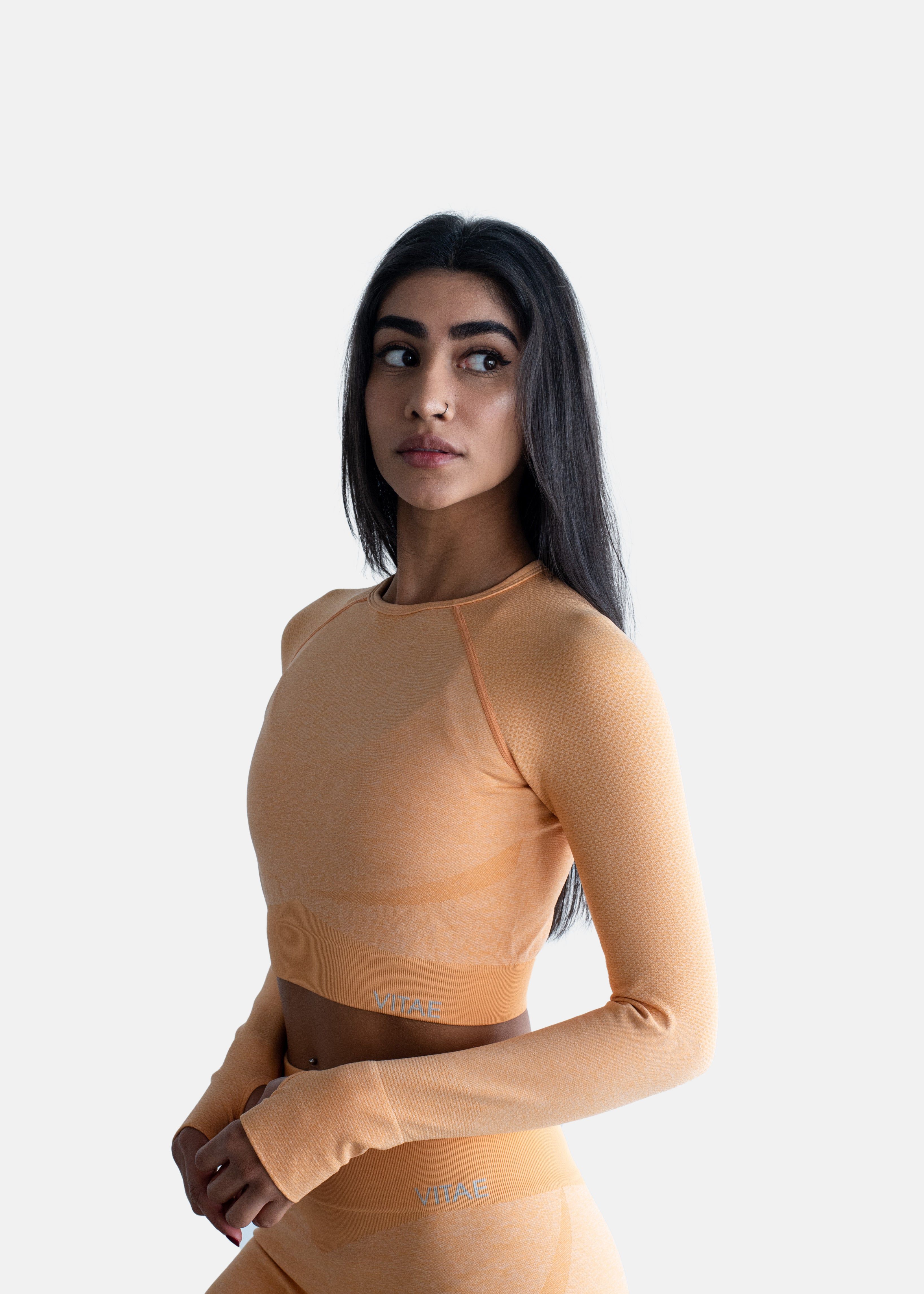 Elevate Long Sleeve Crop Top Tangerine Orange sold by Vitae Apparel product image thumbnail 2