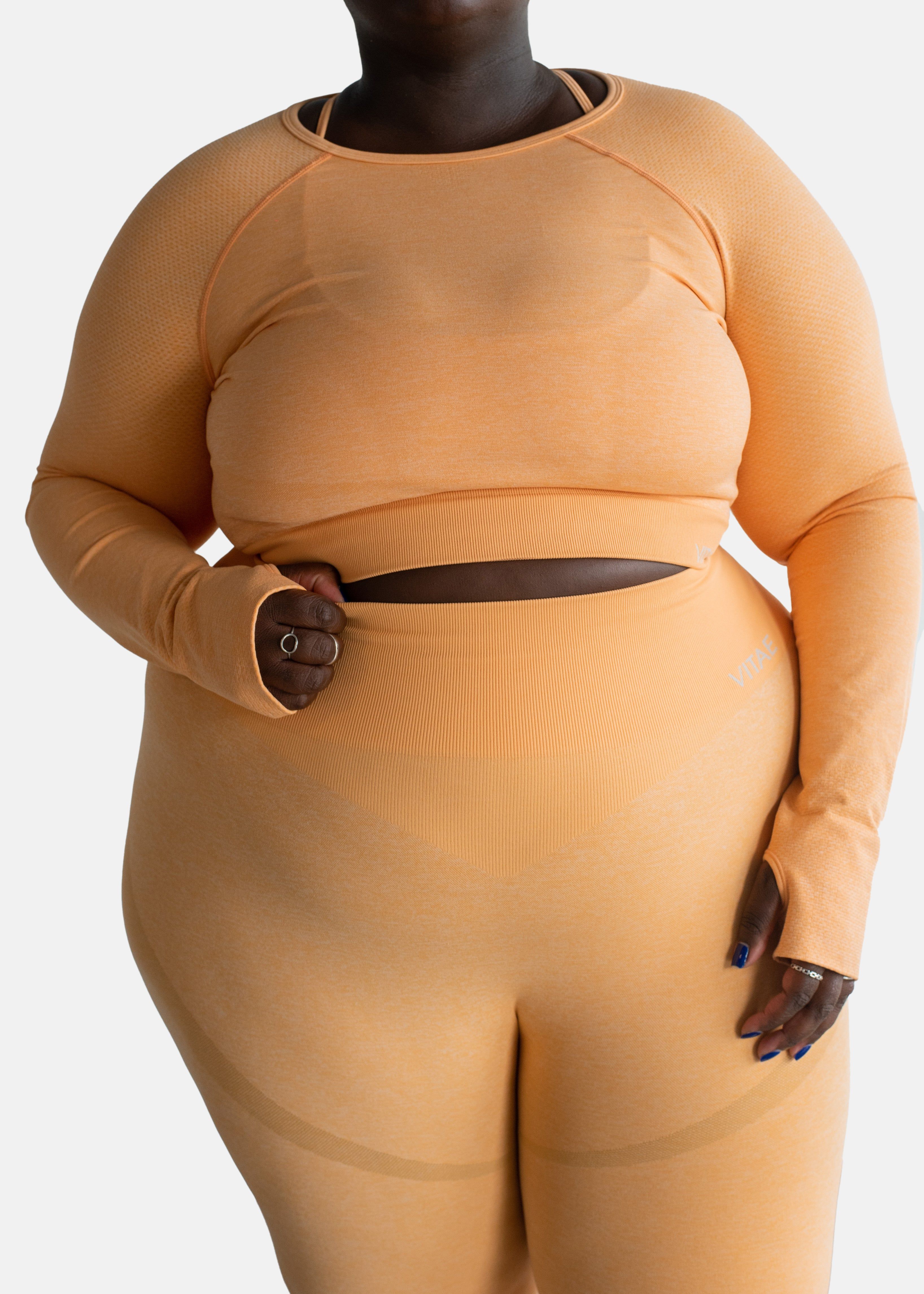 Elevate Long Sleeve Crop Top Tangerine Orange sold by Vitae Apparel product image thumbnail 29