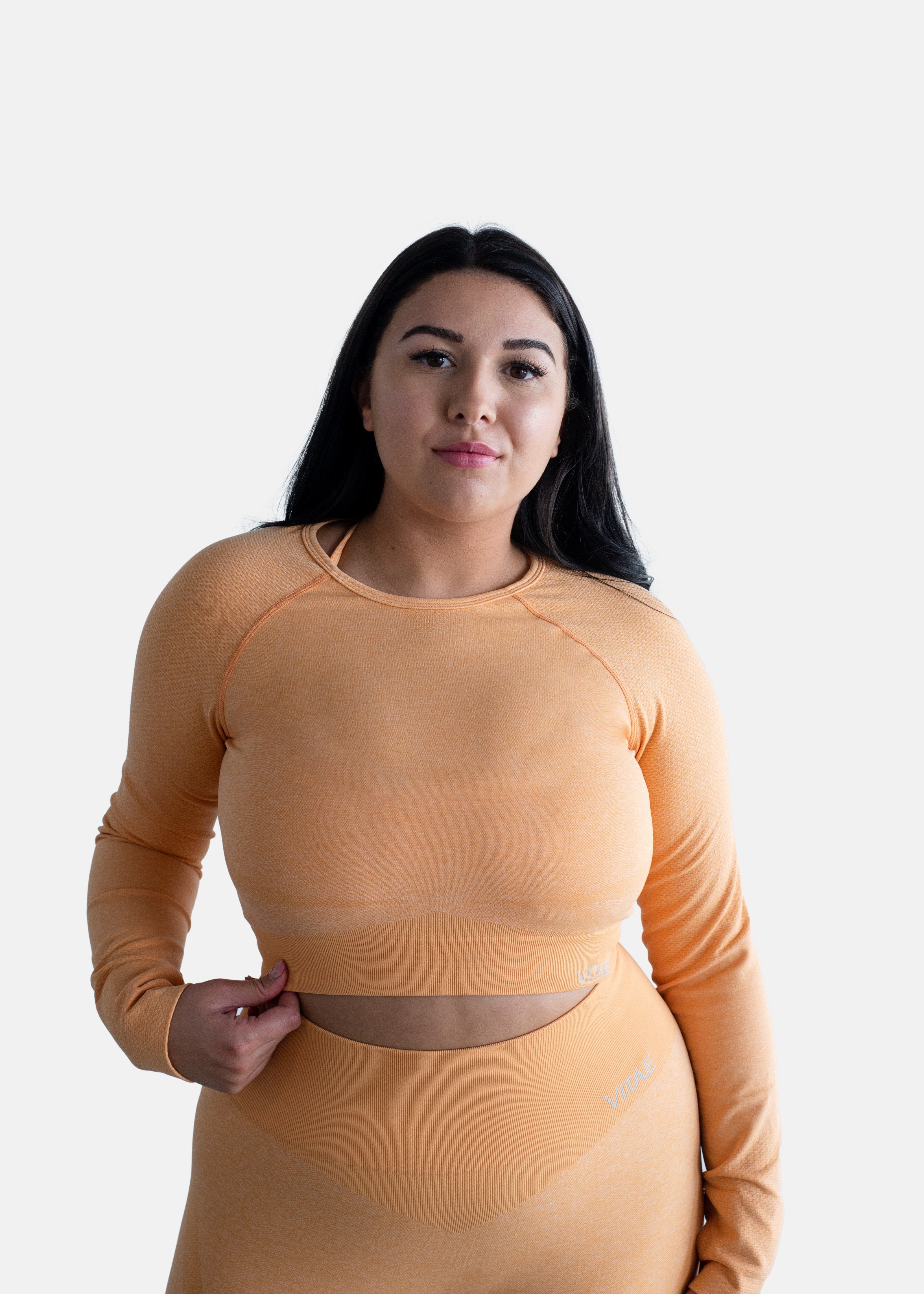 Elevate Long Sleeve Crop Top Tangerine Orange sold by Vitae Apparel product image thumbnail 5
