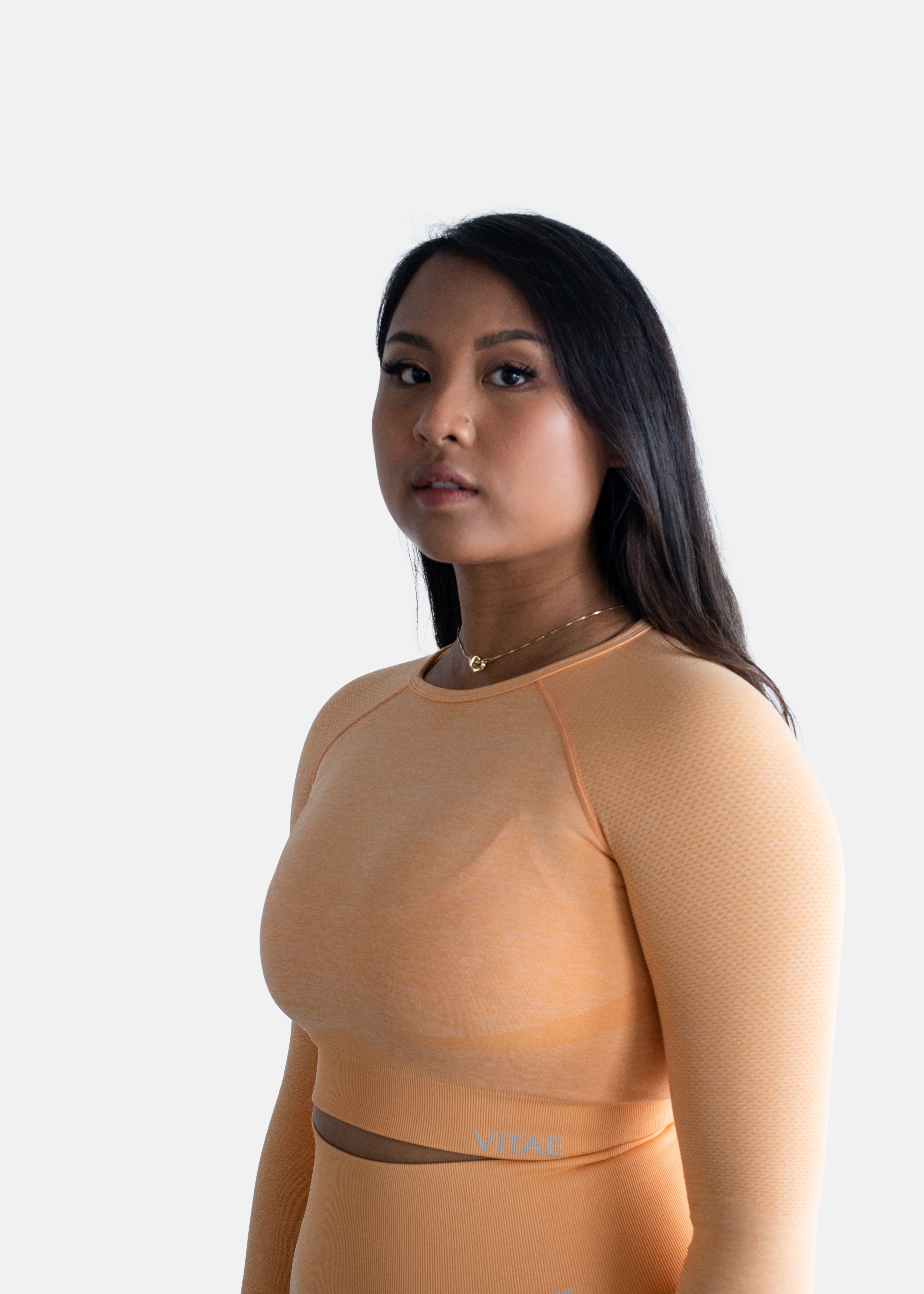Elevate Long Sleeve Crop Top Tangerine Orange sold by Vitae Apparel product image thumbnail 13