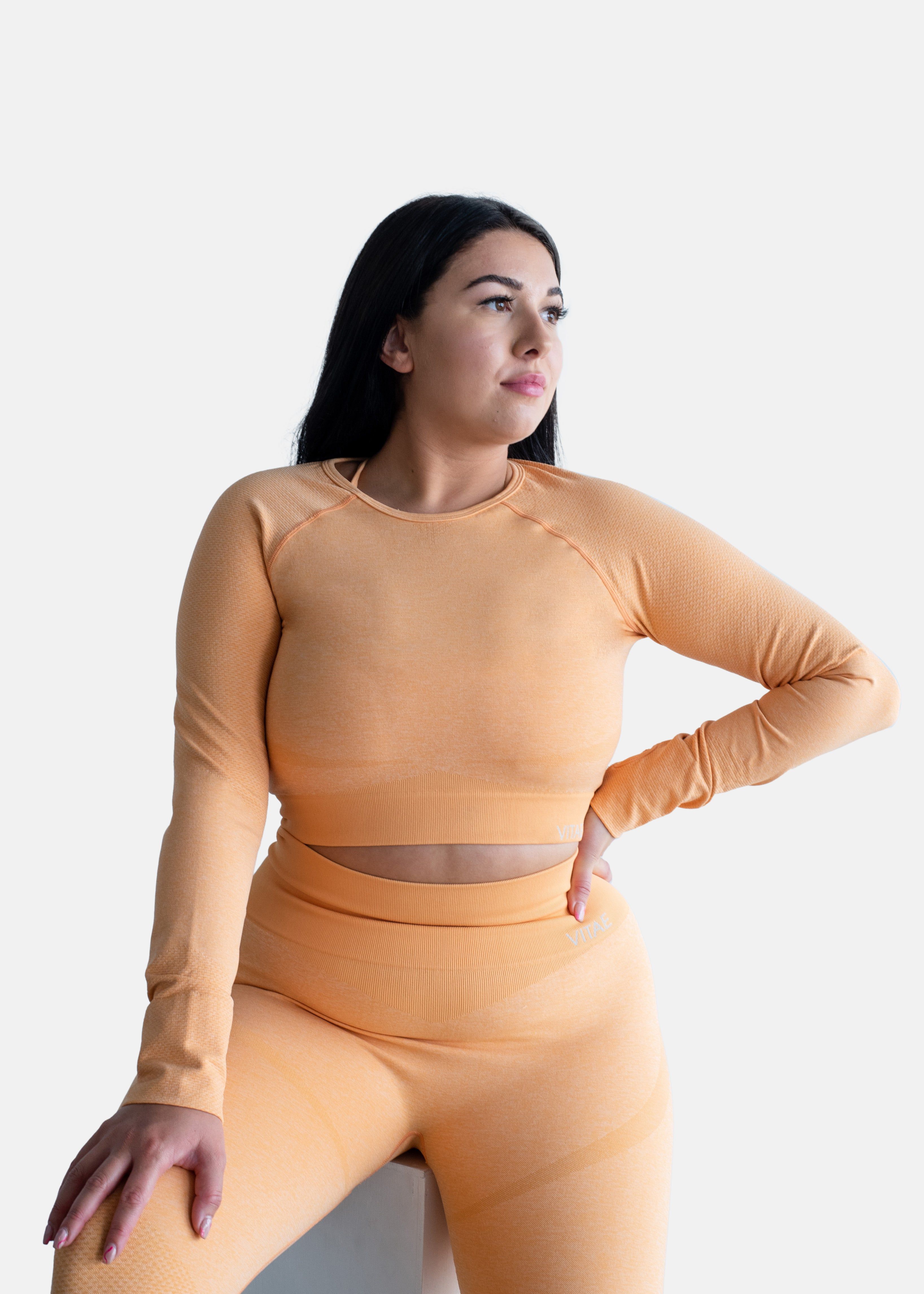 Elevate Long Sleeve Crop Top Tangerine Orange sold by Vitae Apparel product image thumbnail 11