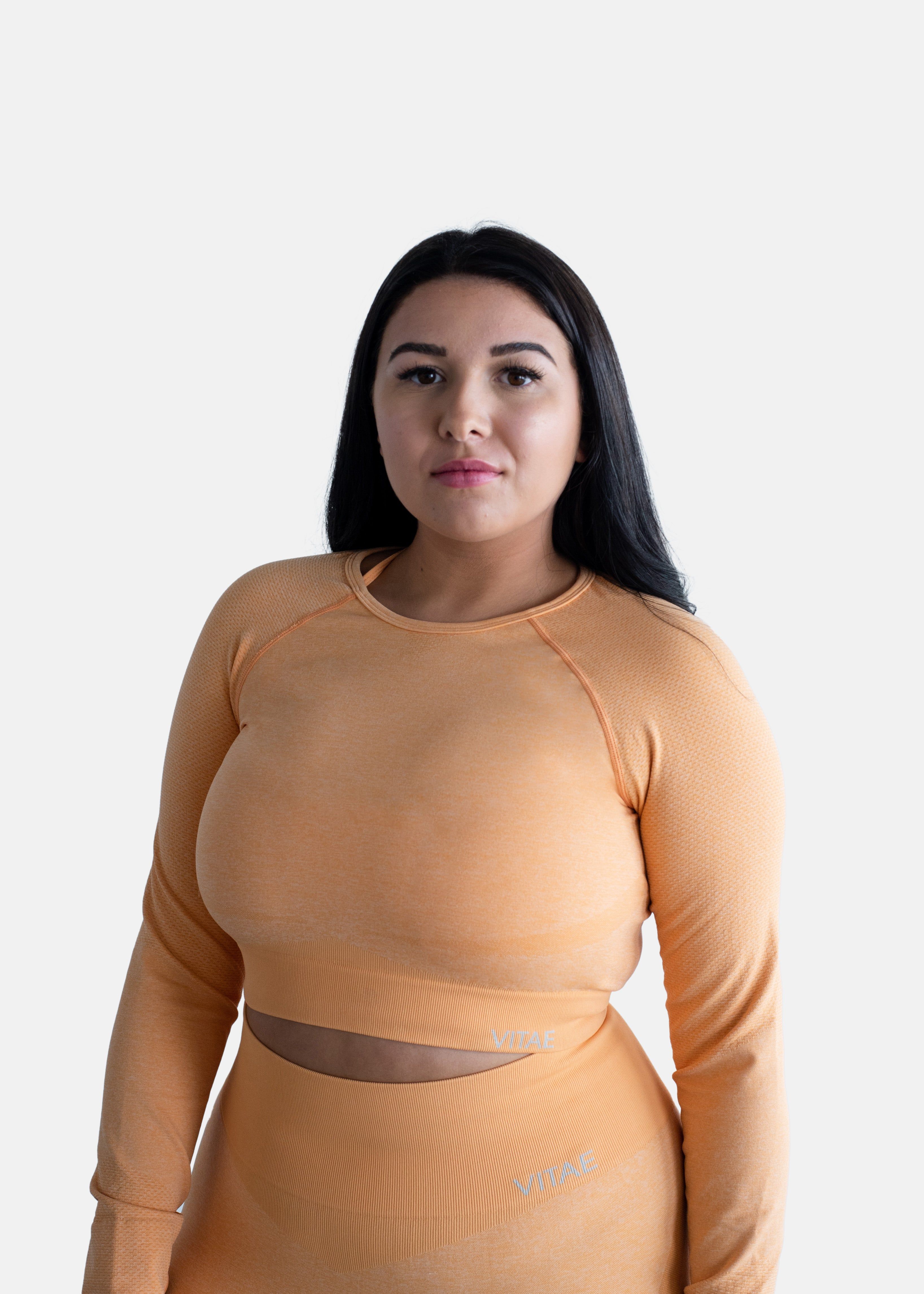 Elevate Long Sleeve Crop Top Tangerine Orange sold by Vitae Apparel product image thumbnail 6