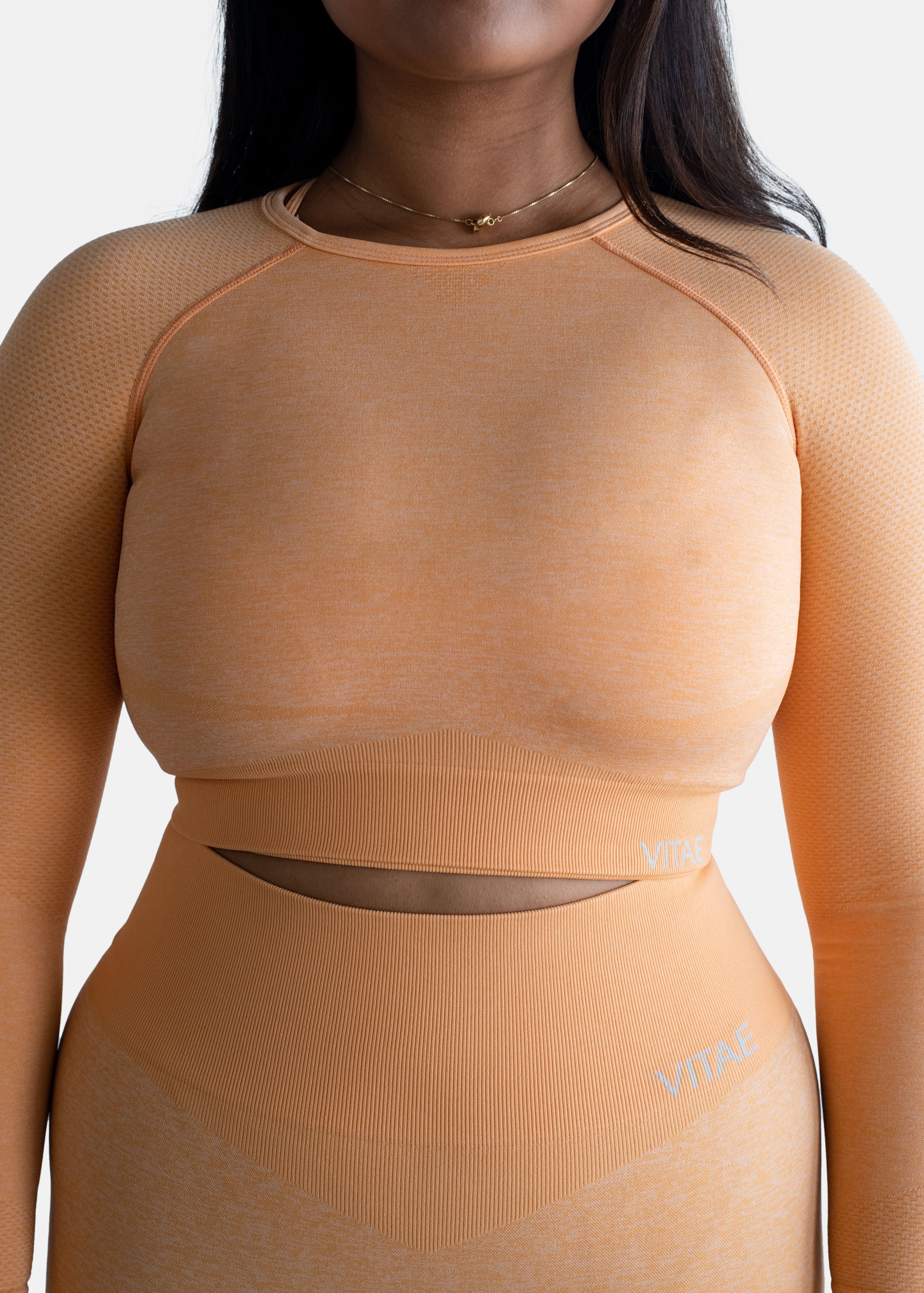 Elevate Long Sleeve Crop Top Tangerine Orange sold by Vitae Apparel product image thumbnail 25