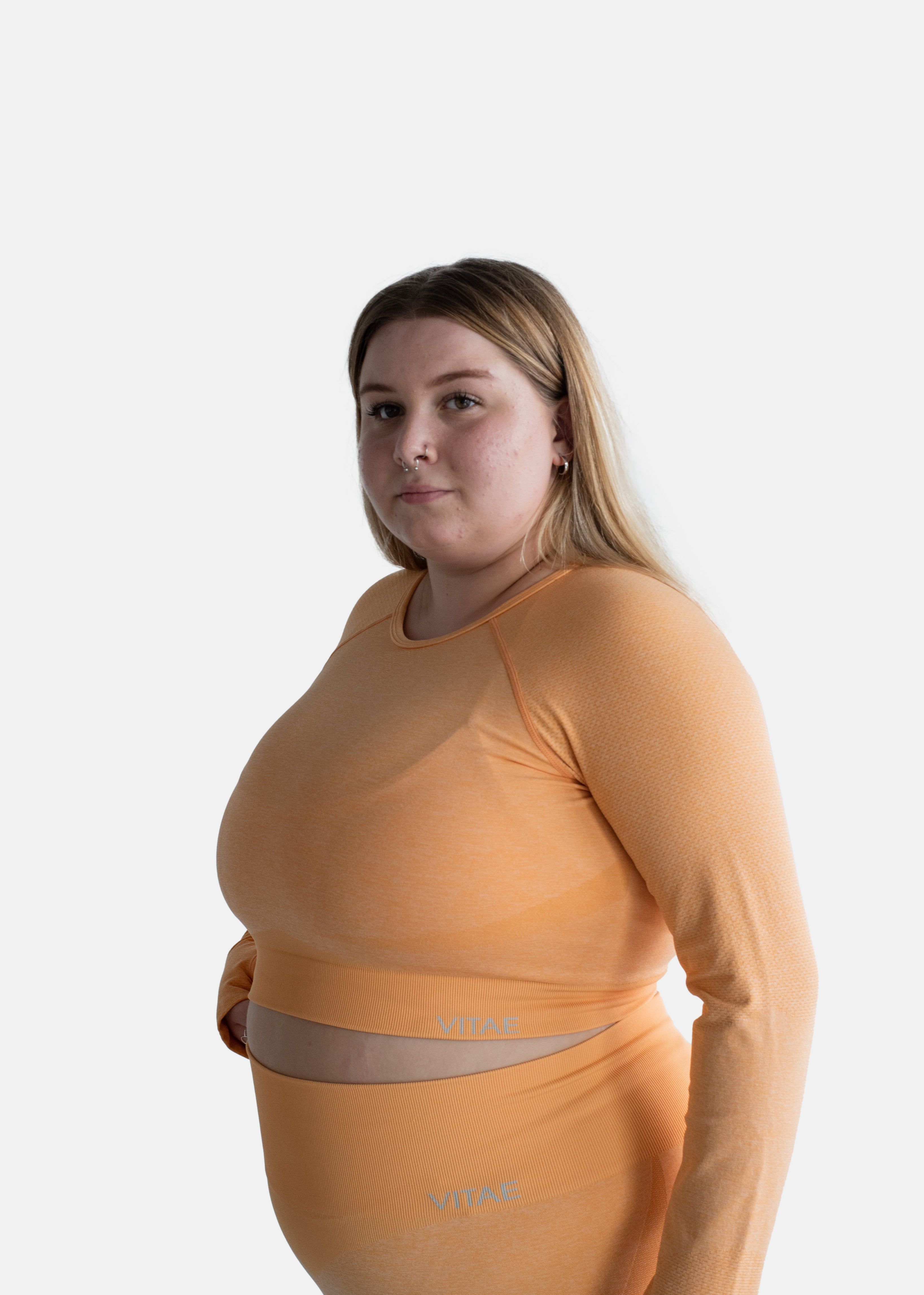 Elevate Long Sleeve Crop Top Tangerine Orange sold by Vitae Apparel product image thumbnail 20