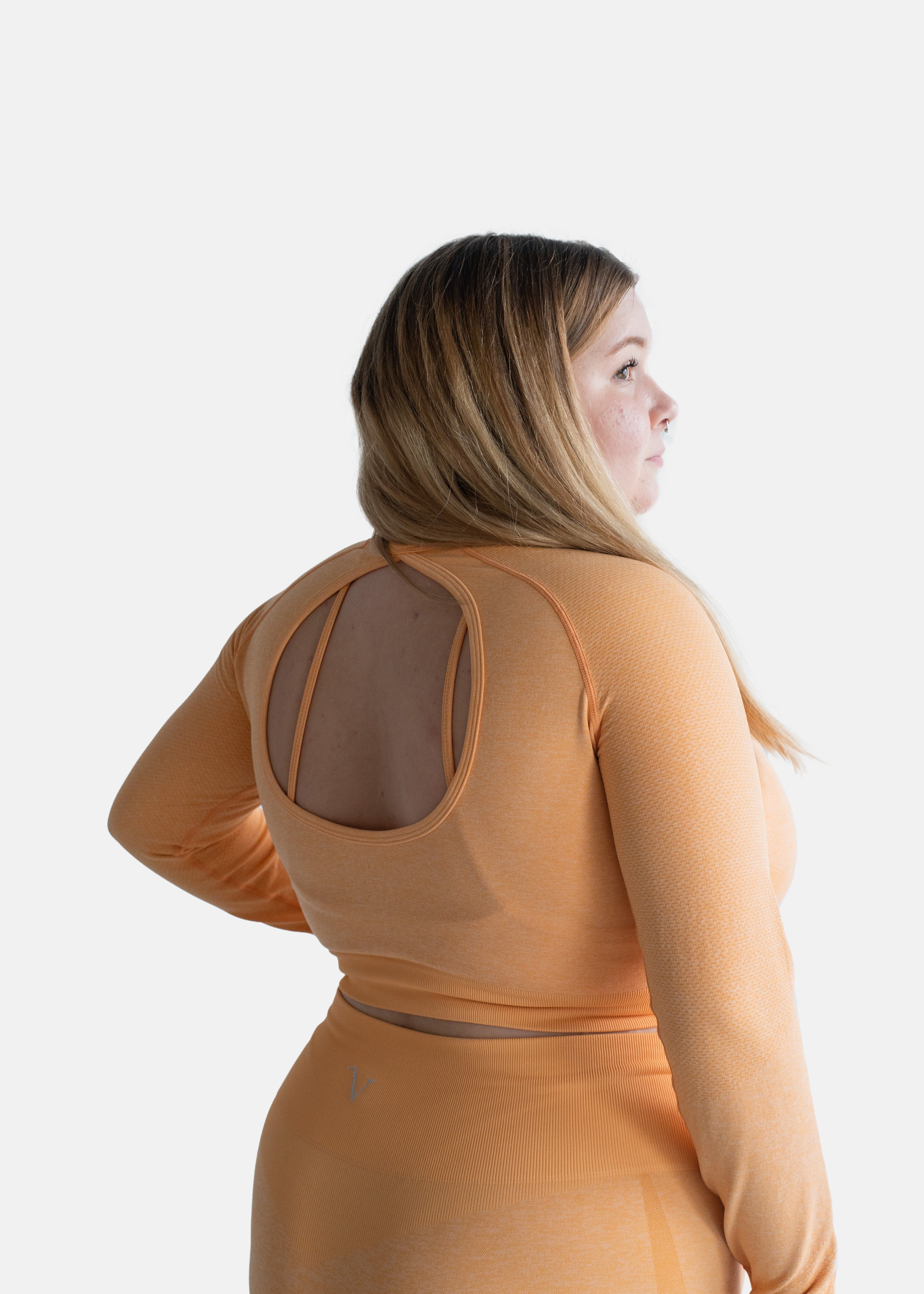 Elevate Long Sleeve Crop Top Tangerine Orange sold by Vitae Apparel product image thumbnail 28