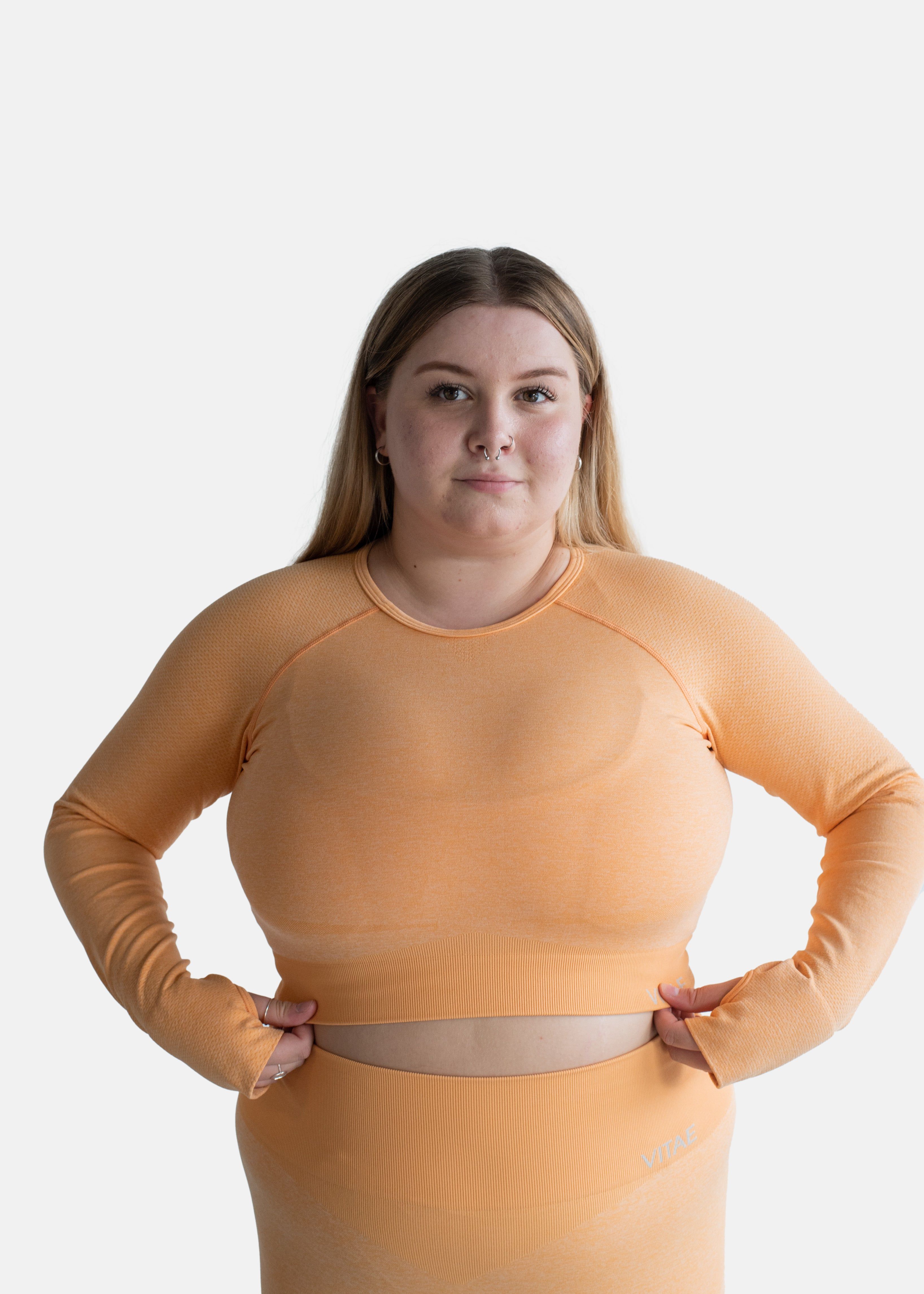 Elevate Long Sleeve Crop Top Tangerine Orange sold by Vitae Apparel product image thumbnail 19