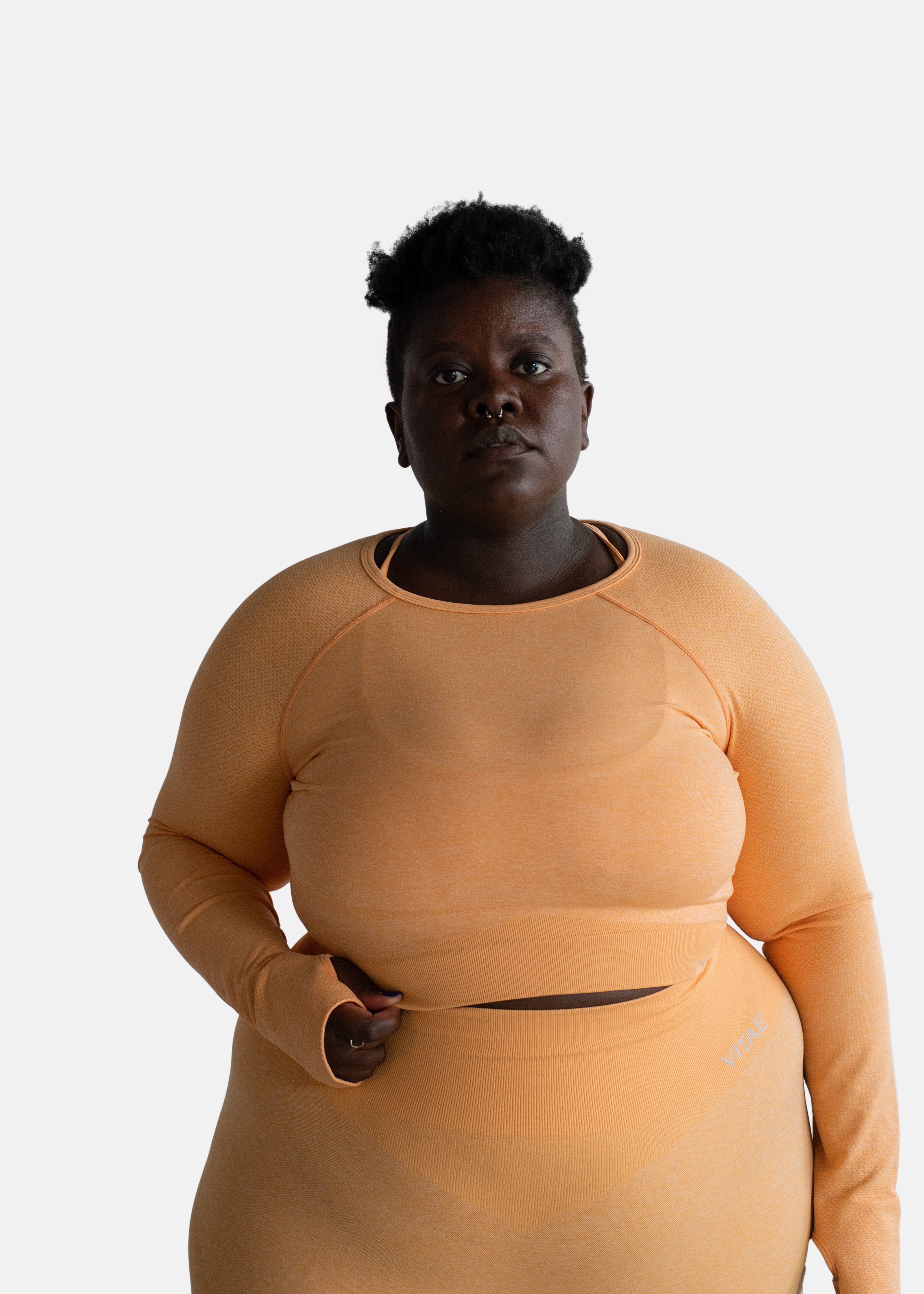Elevate Long Sleeve Crop Top Tangerine Orange sold by Vitae Apparel product image thumbnail 16