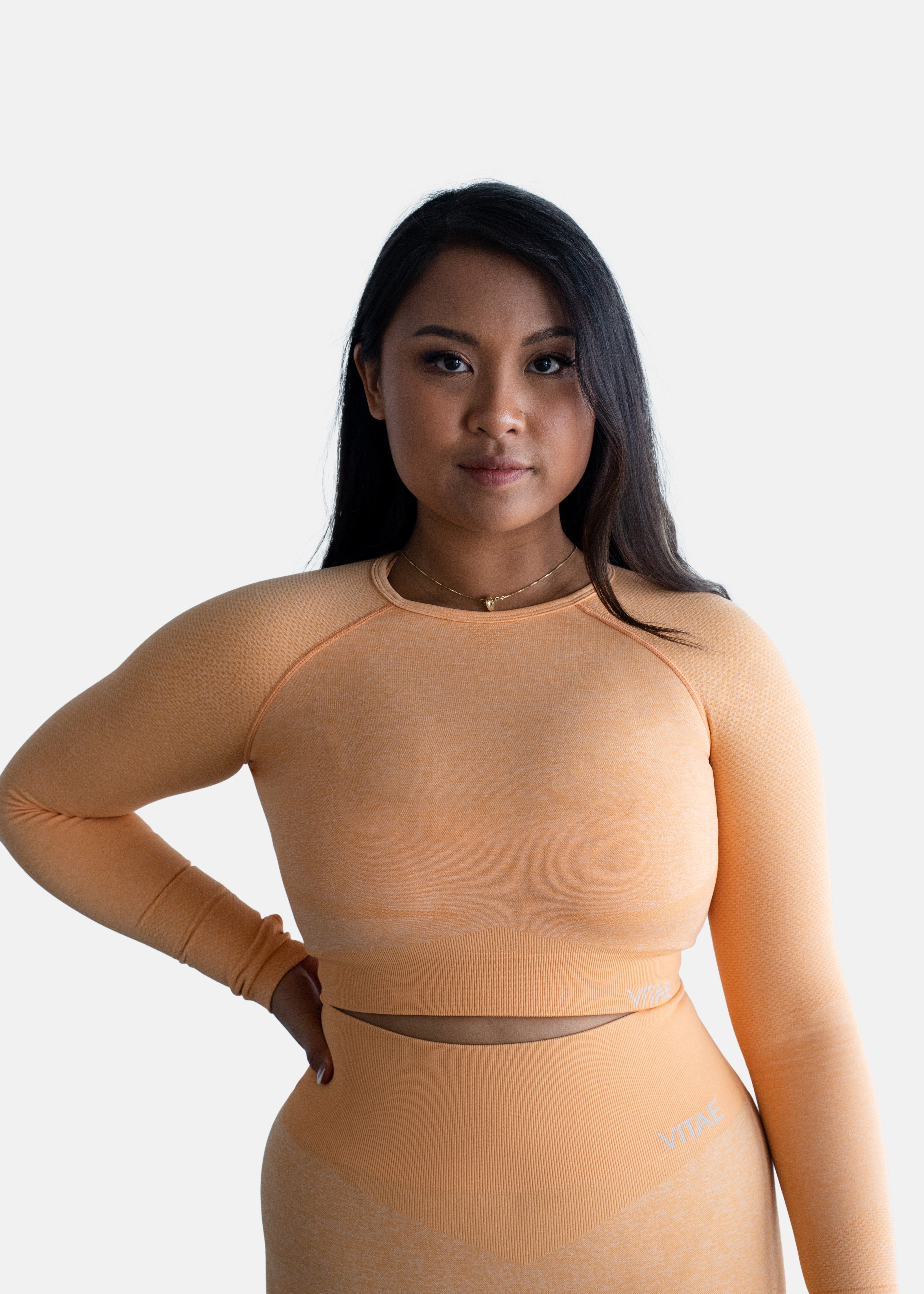 Elevate Long Sleeve Crop Top Tangerine Orange sold by Vitae Apparel product image thumbnail 12