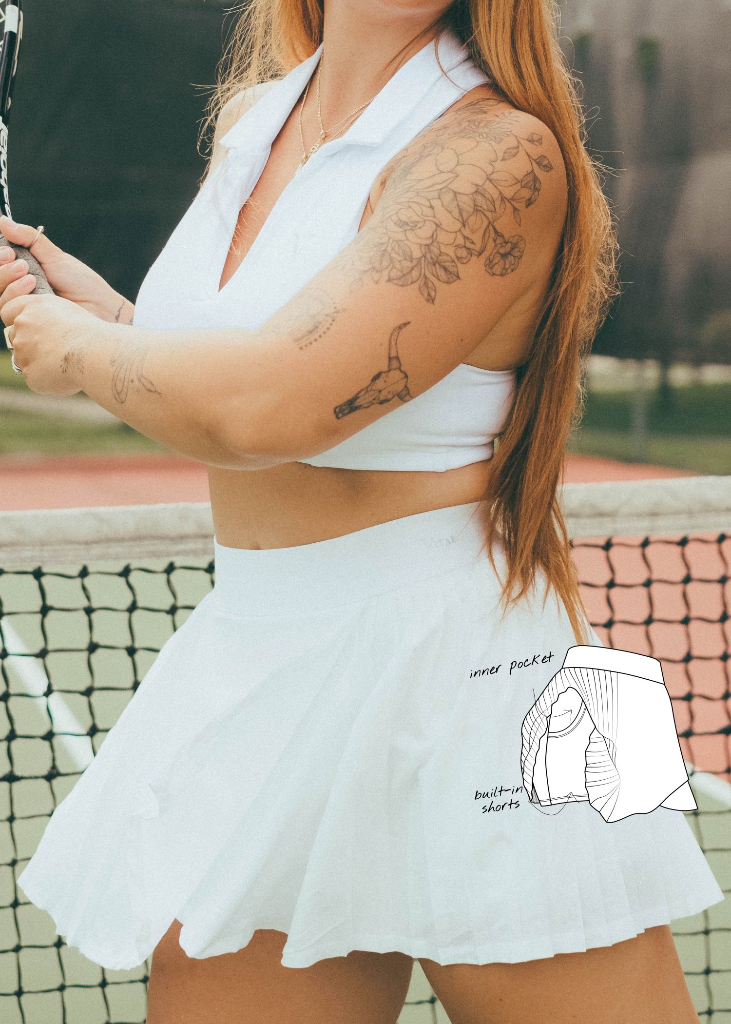 Aced It Tennis Skirt White sold by Vitae Apparel product image thumbnail 2