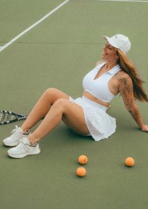 Aced It Tennis Skirt White sold by Vitae Apparel