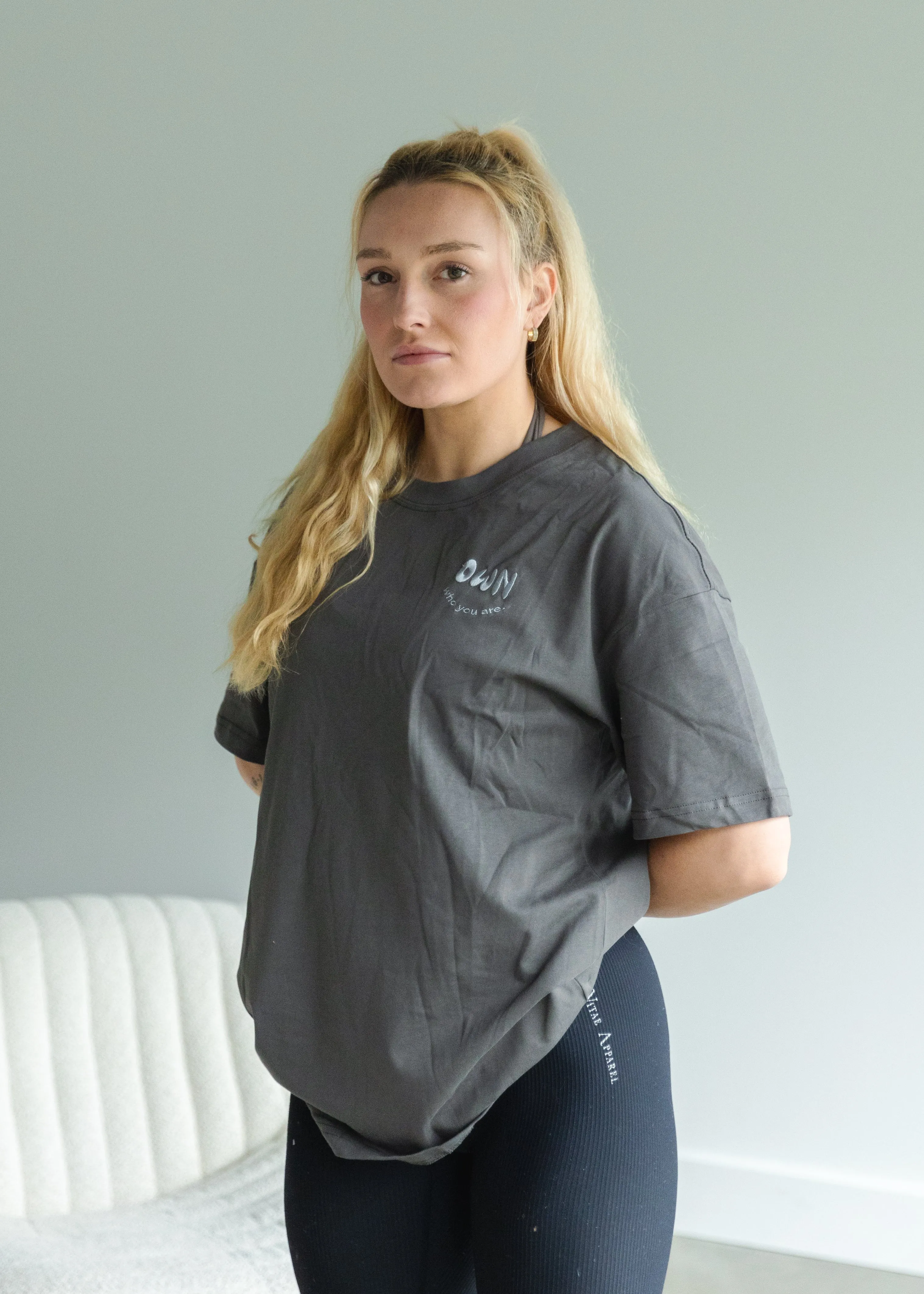 Own Who You Are Oversized Pump T-Shirt Charcoal Grey sold by Vitae Apparel product image thumbnail 3