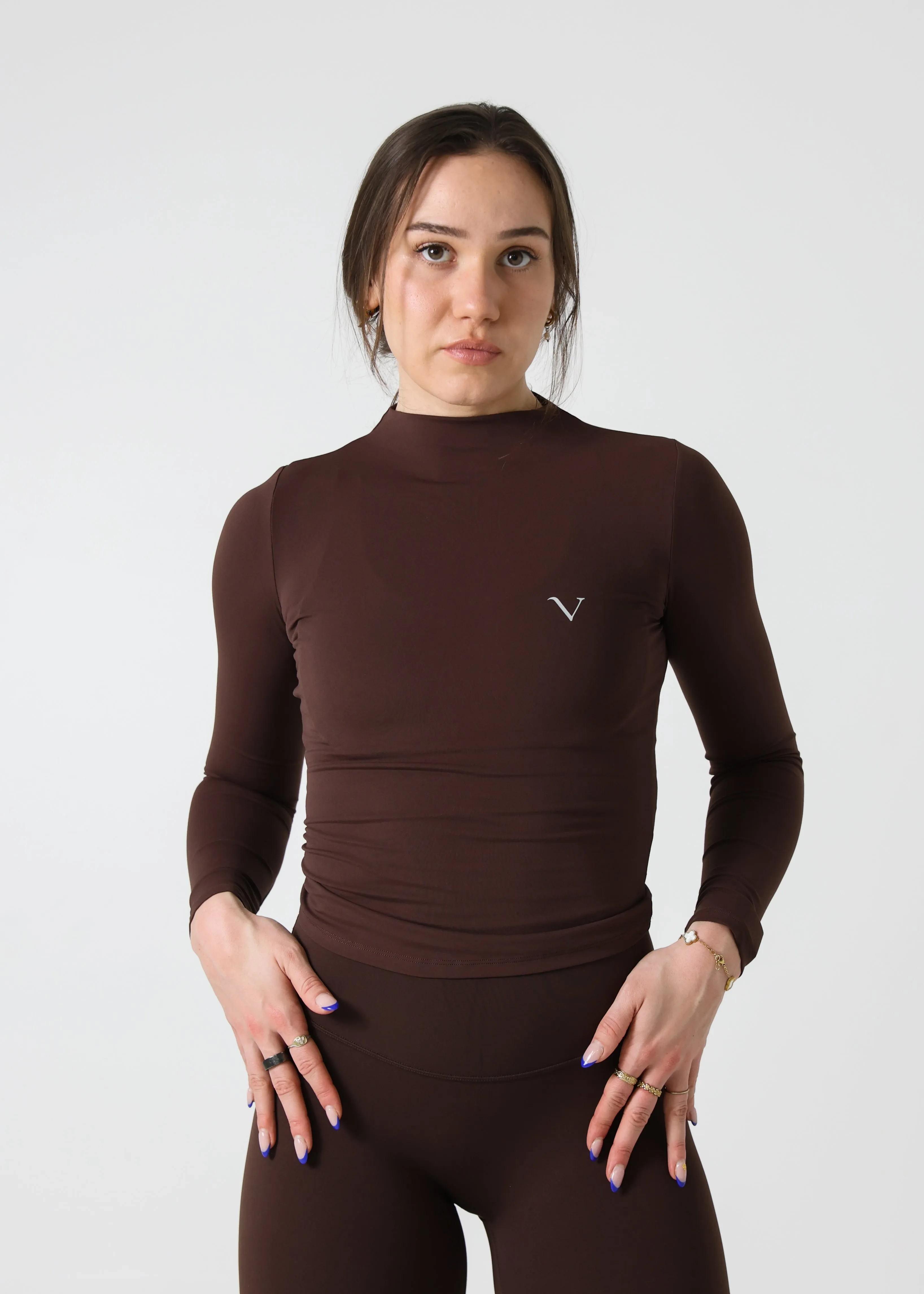 SculptLite Turtle Neck Long Sleeve Top Dark Brown sold by Vitae Apparel product image thumbnail 2