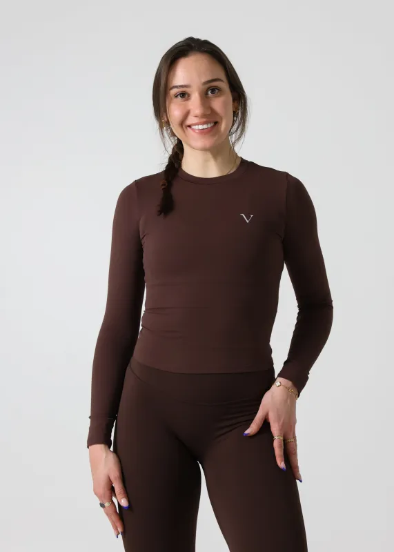 SculptLite Active Long Sleeve Top Dark Brown sold by Vitae Apparel