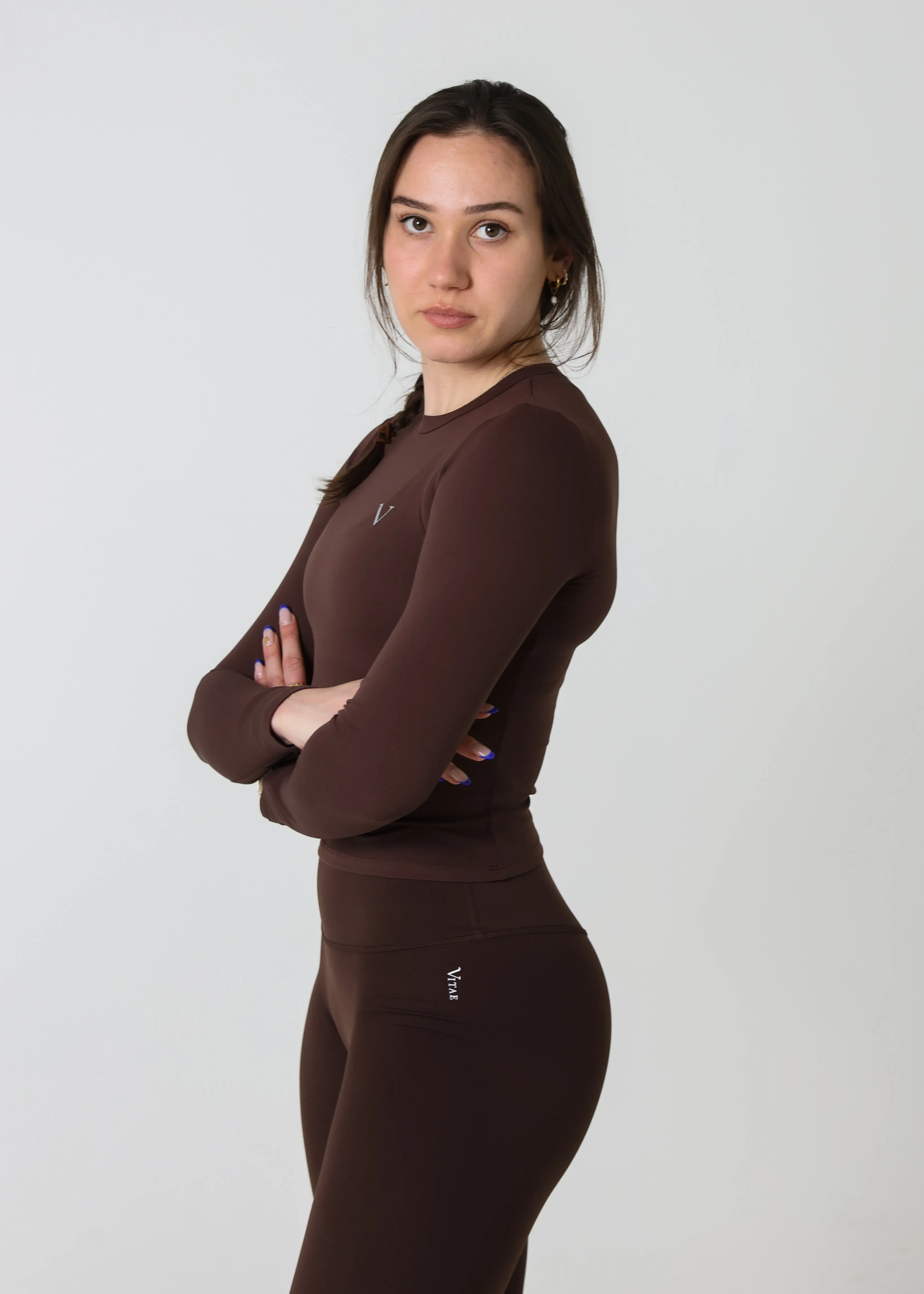 SculptLite Active Long Sleeve Top Dark Brown sold by Vitae Apparel product image thumbnail 4