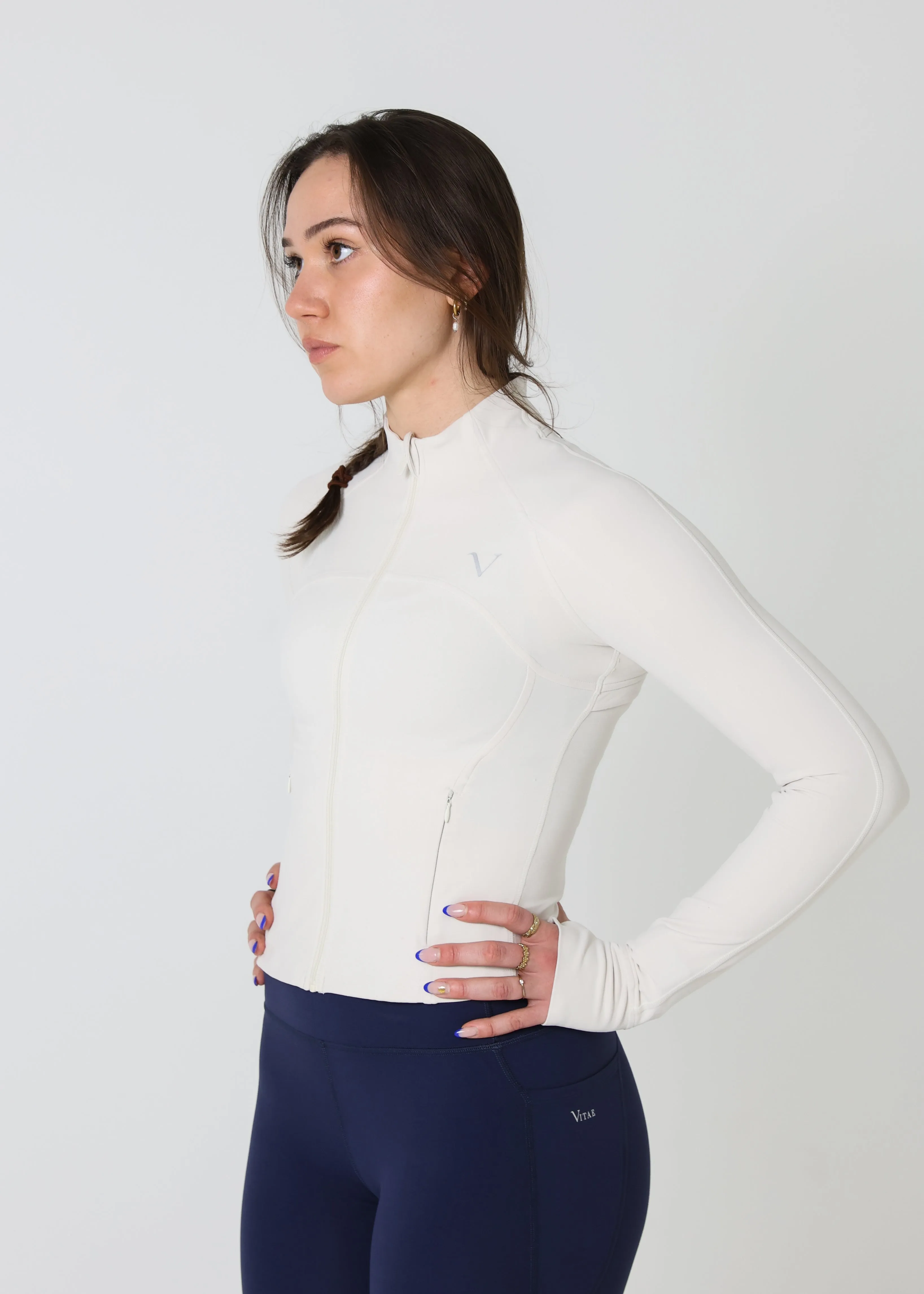 SculptLite Active Full-Zip Jacket Oat White sold by Vitae Apparel product image thumbnail 4