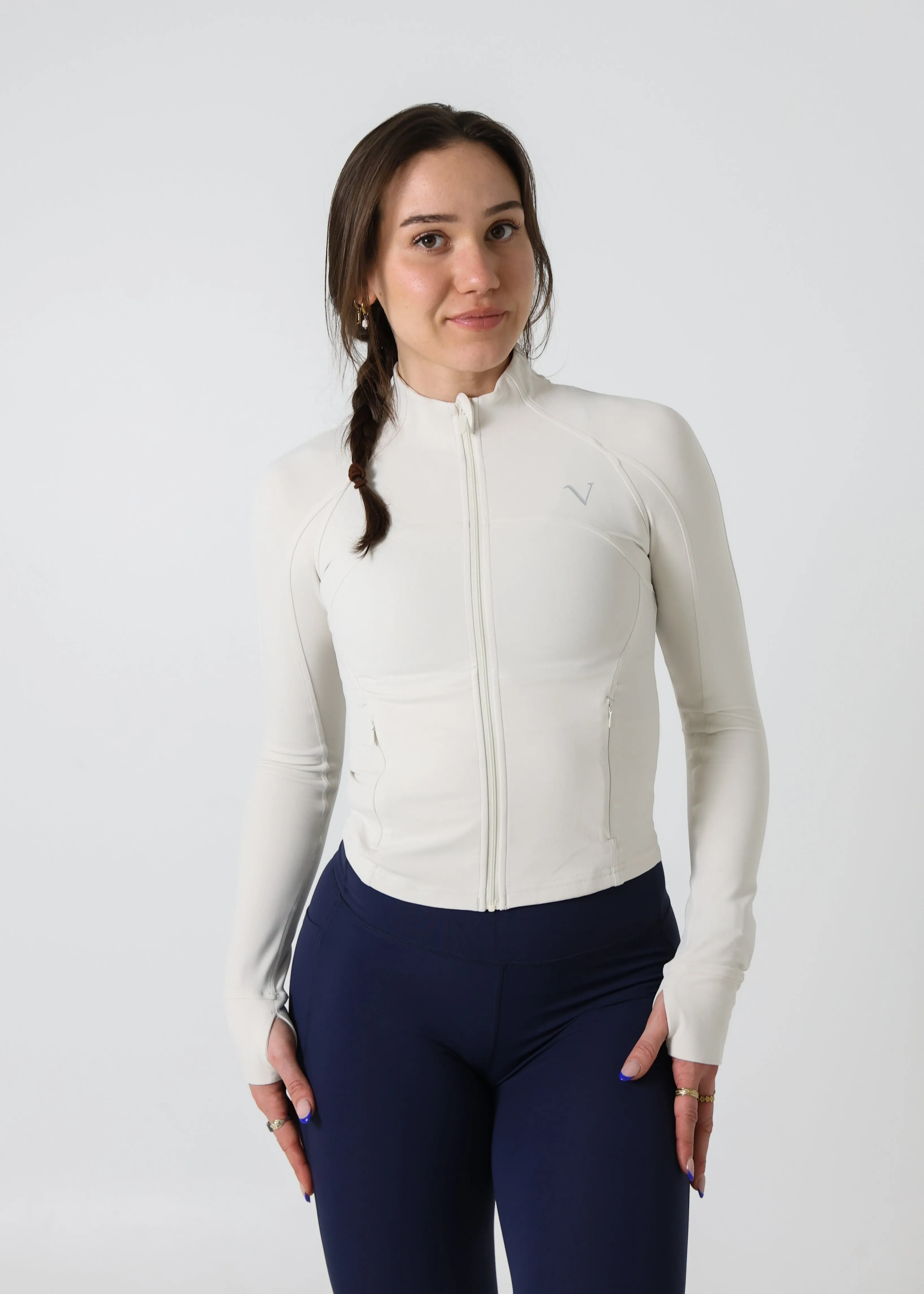 SculptLite Active Full-Zip Jacket Oat White sold by Vitae Apparel