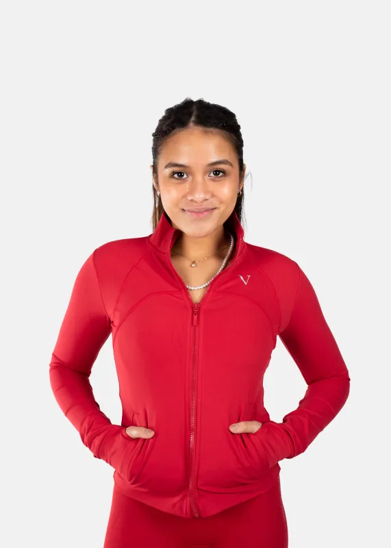 Vital Train Zip-Up Jacket Red made by Vitae Apparel