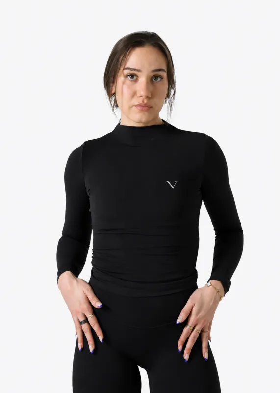 SculptLite Turtle Neck Long Sleeve Top Black made by Vitae Apparel