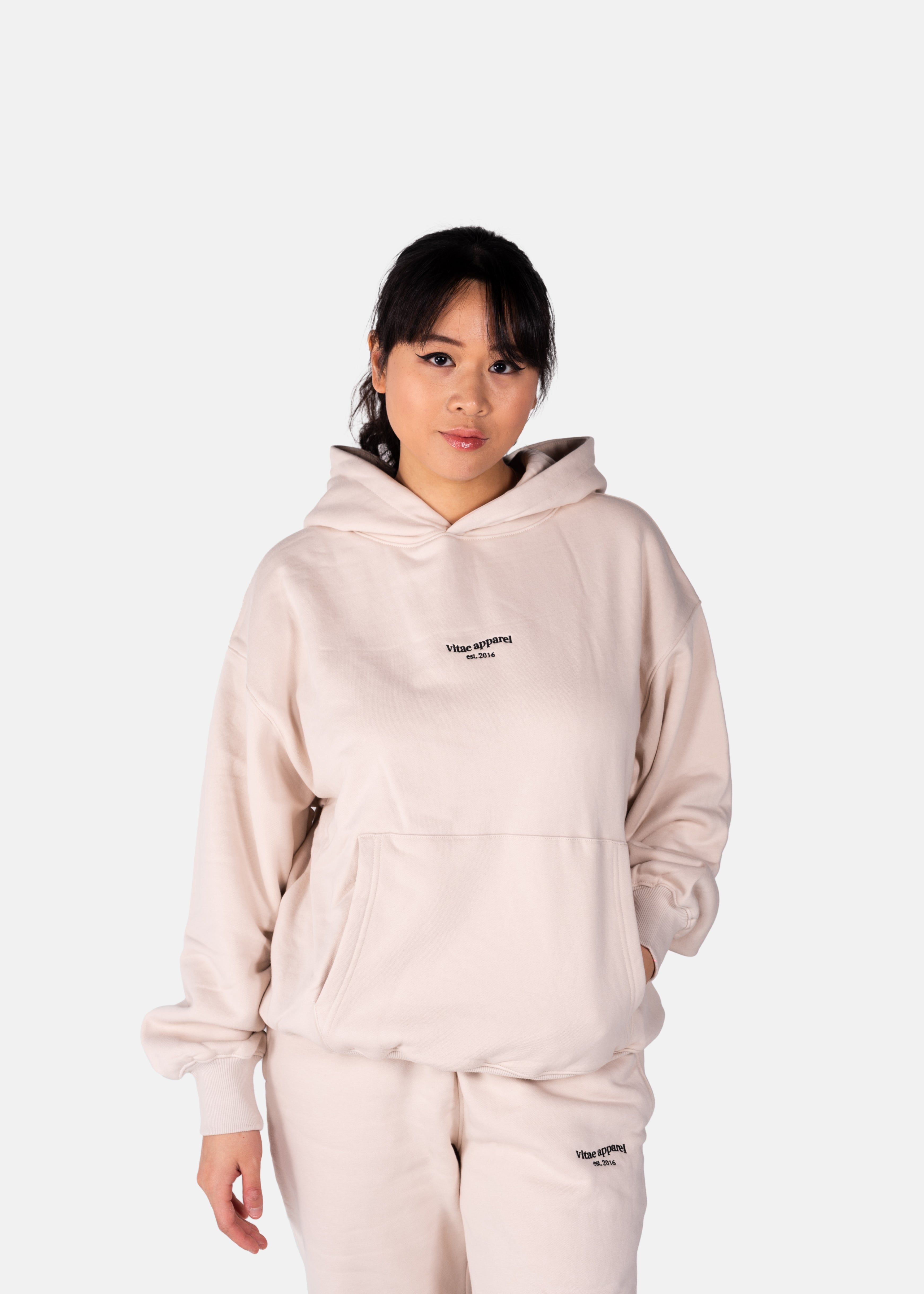Inhale, Exhale Oversized Hoodie Oat Milk White sold by Vitae Apparel product image thumbnail 6