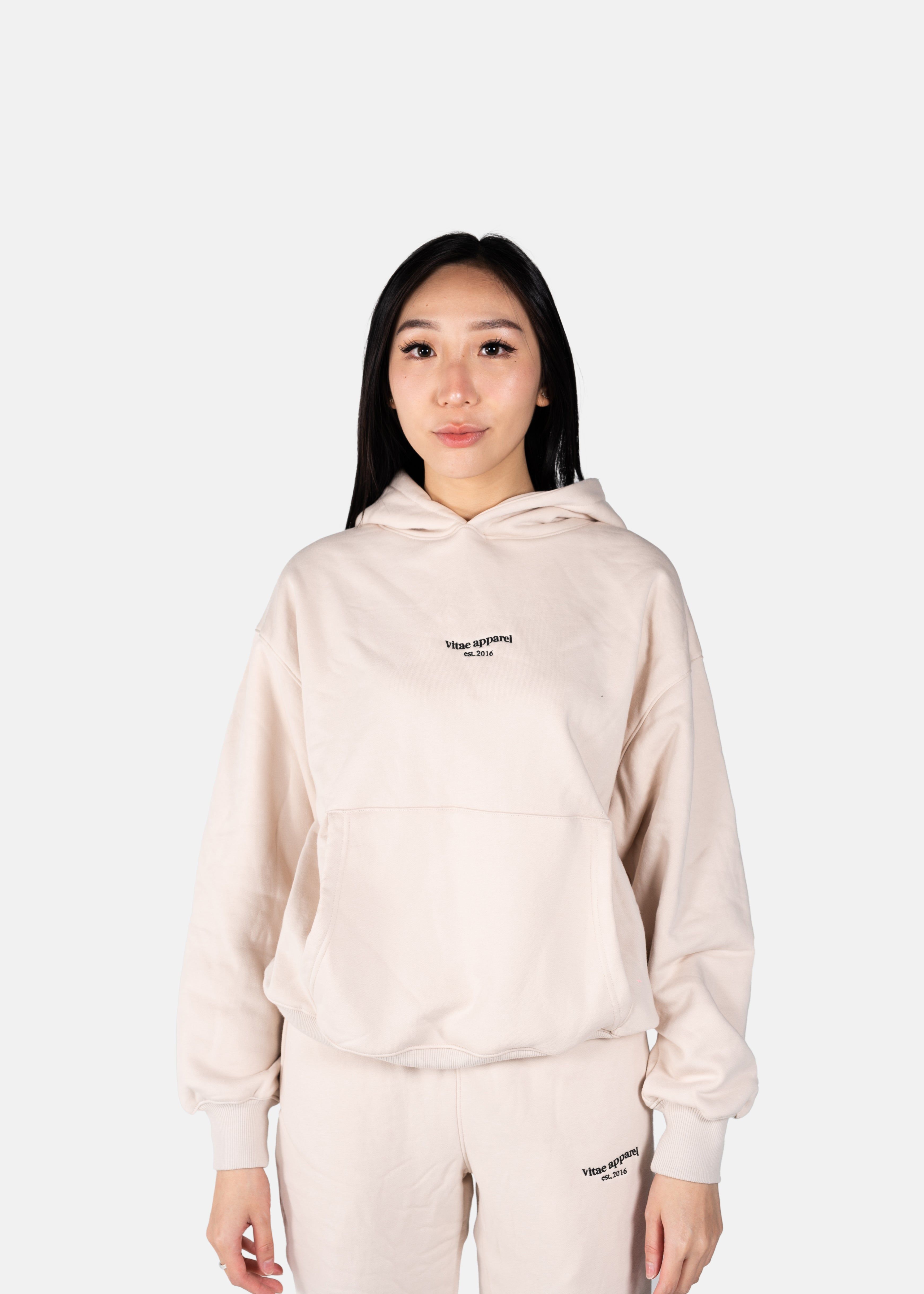 Inhale, Exhale Oversized Hoodie Oat Milk White sold by Vitae Apparel