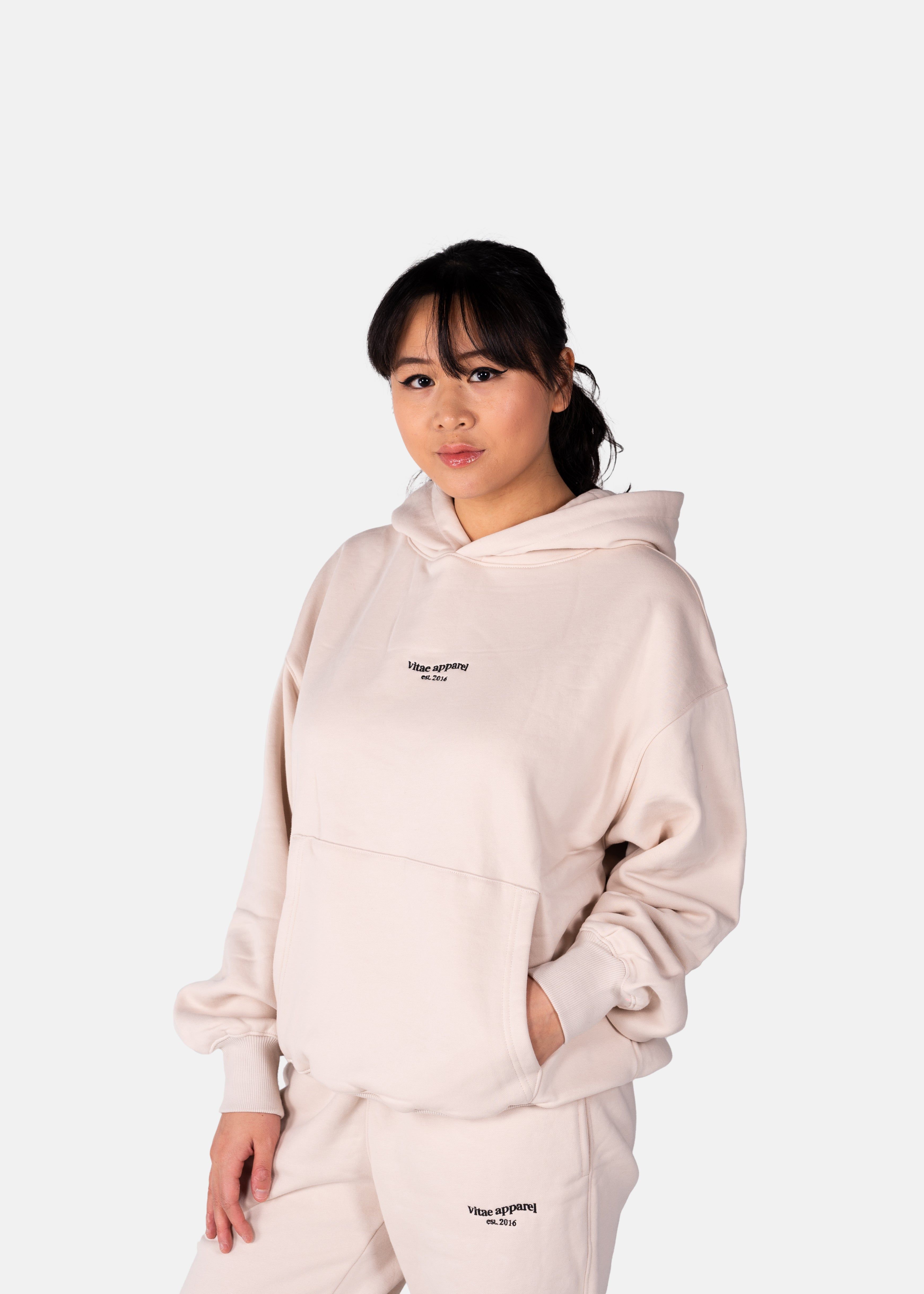 Inhale, Exhale Oversized Hoodie Oat Milk White sold by Vitae Apparel product image thumbnail 8