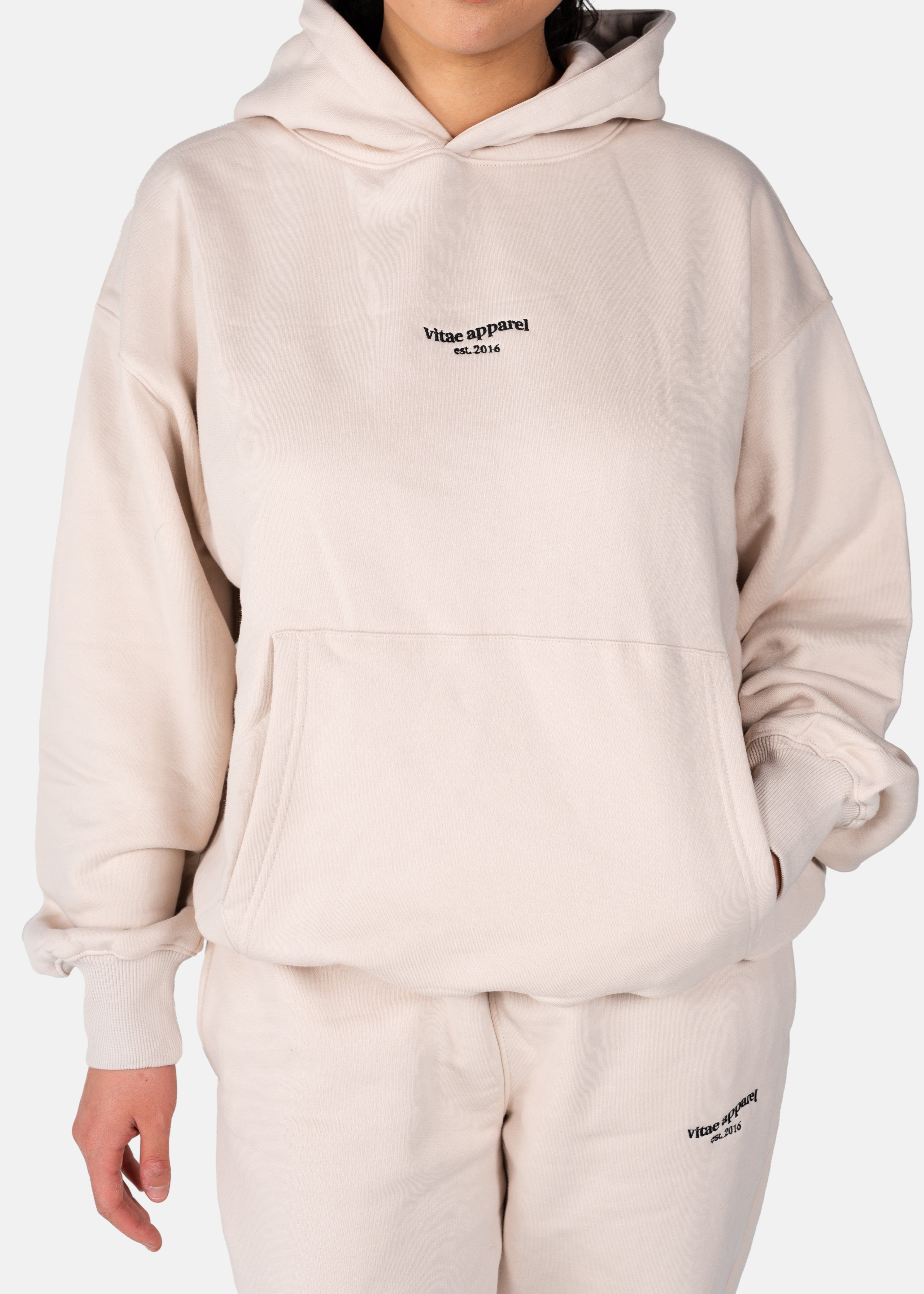 Inhale, Exhale Oversized Hoodie Oat Milk White sold by Vitae Apparel product image thumbnail 7