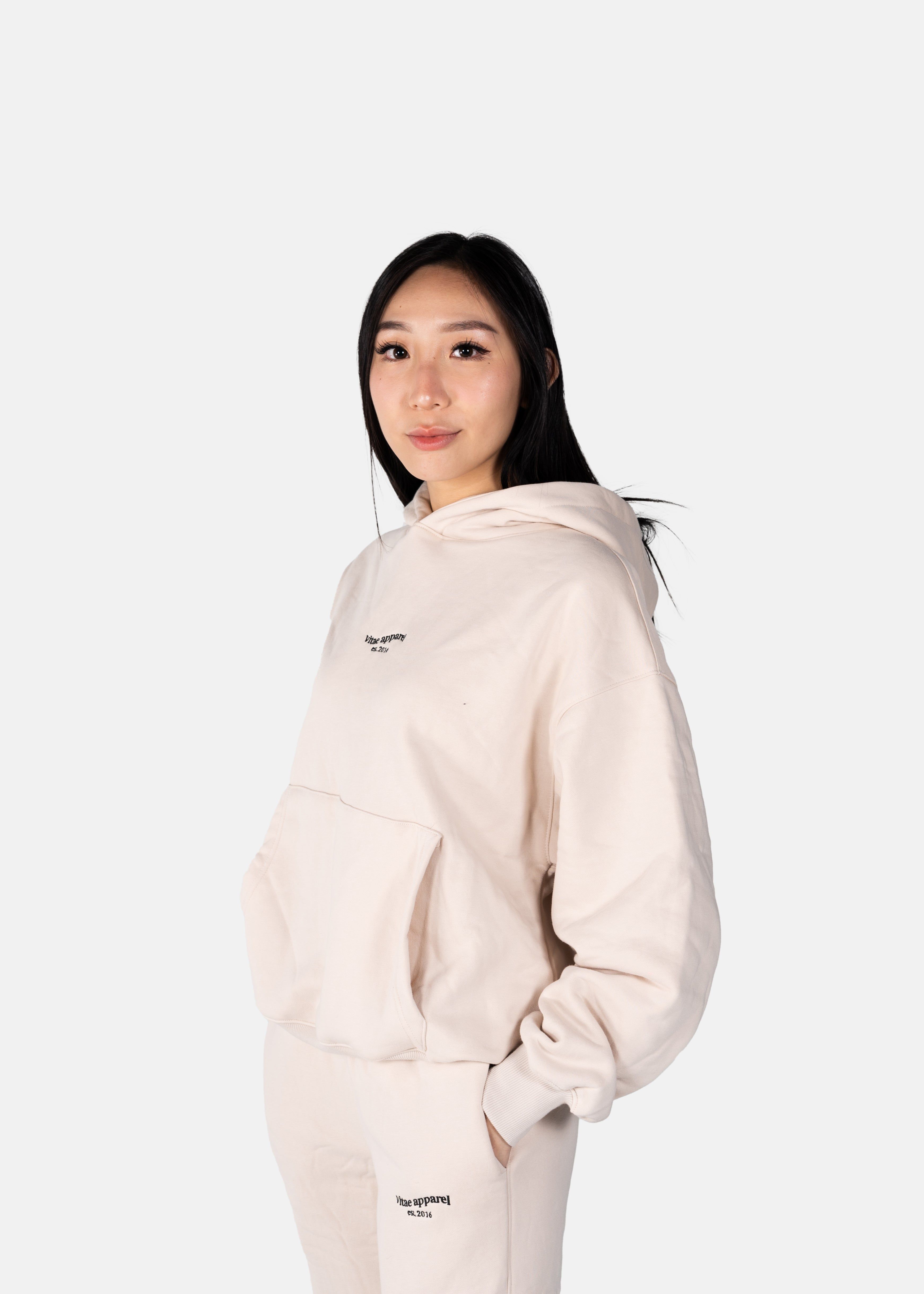 Inhale, Exhale Oversized Hoodie Oat Milk White sold by Vitae Apparel product image thumbnail 3