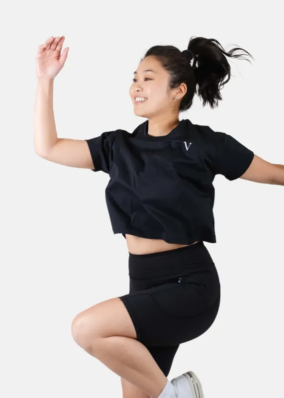 Pump It Up Crop Shirt Black sold by Vitae Apparel