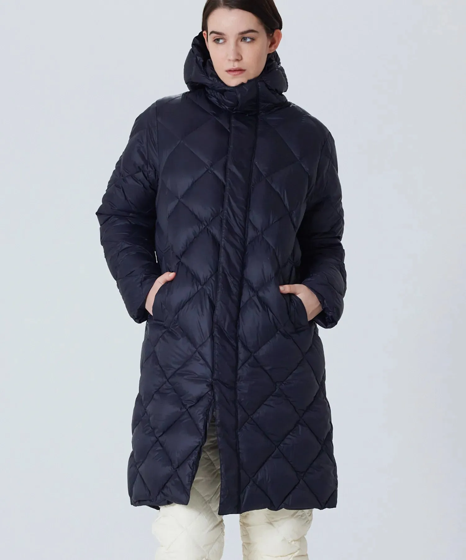 Unisex City Packable Hood Long Down Coat sold by Taion product image thumbnail 2
