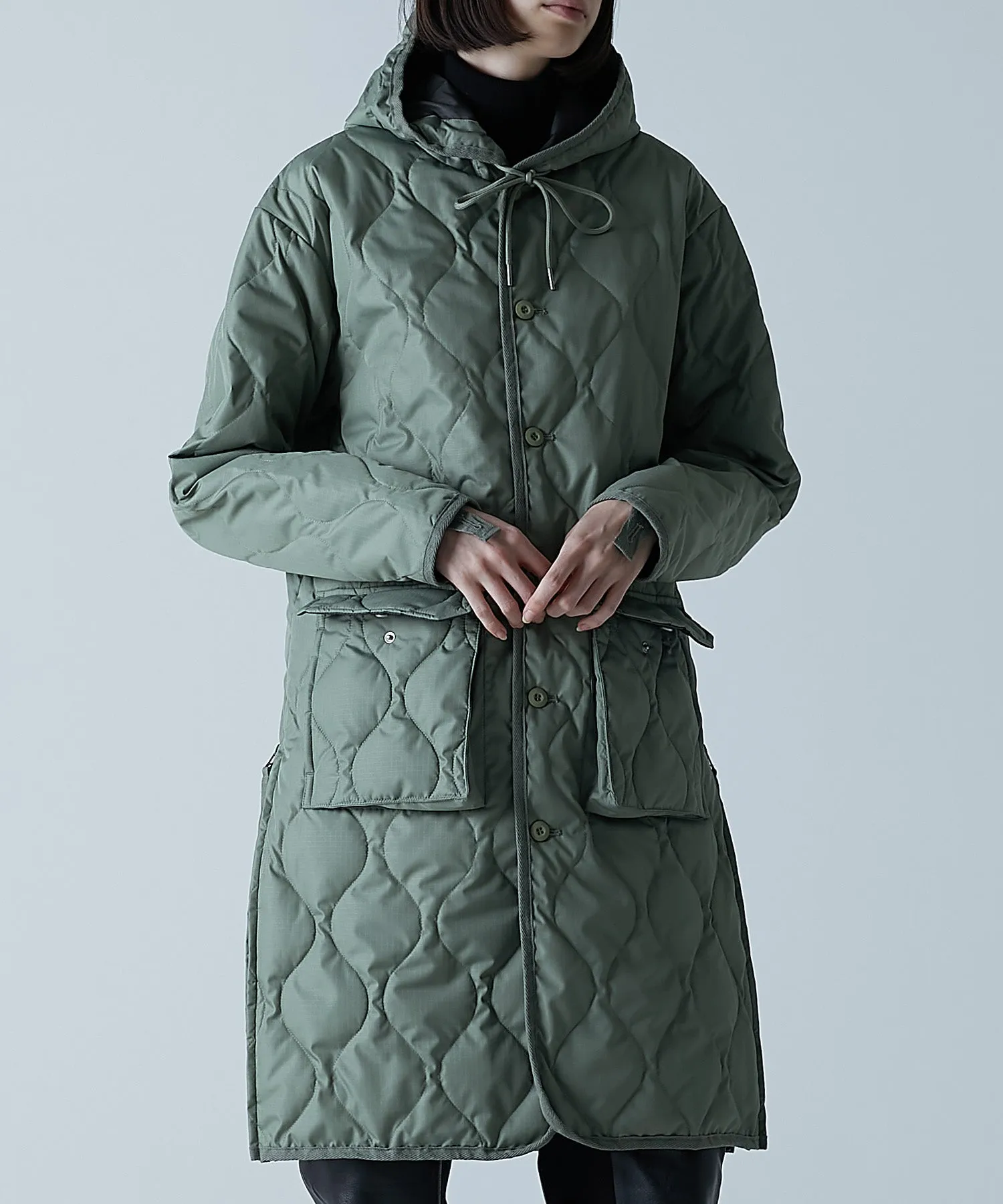 Unisex Military Hood Long Down Coat (Hard Shell) sold by Taion
