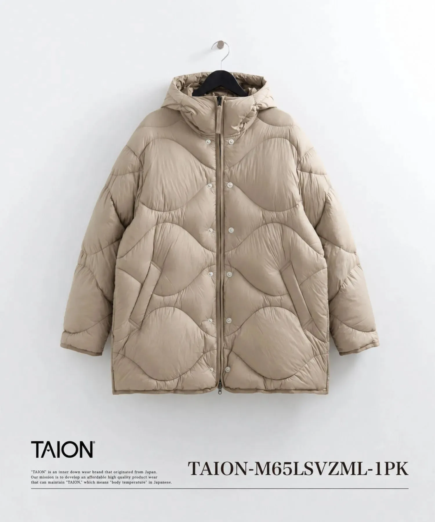 Unisex Military Hooded Volume Down Jacket (SOFT SHELL) sold by Taion product image thumbnail 2