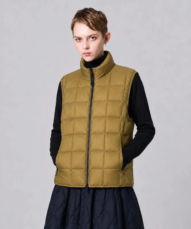 Basic Hi-Neck W-Zip Down Vest made by Taion